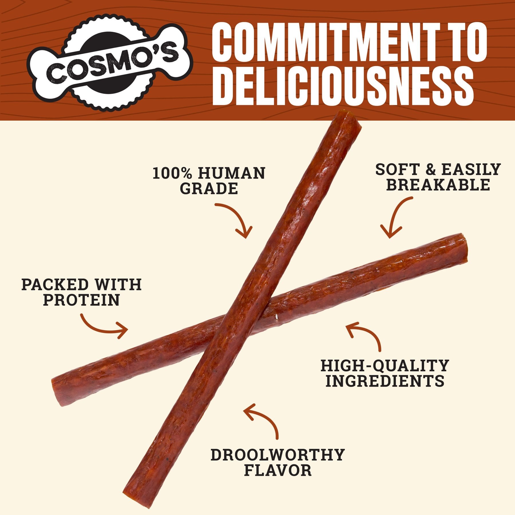 Cosmo's Snack Shack Original Sticks Pork High-Protein Jerky Dog Treats, 24 count