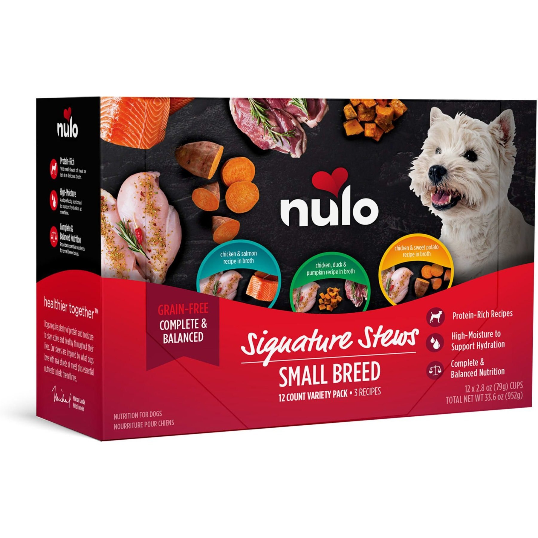 Nulo Signature Stews Variety Pack Grain-Free Small Breed Wet Dog Food, 2.8-oz cup, case of 12