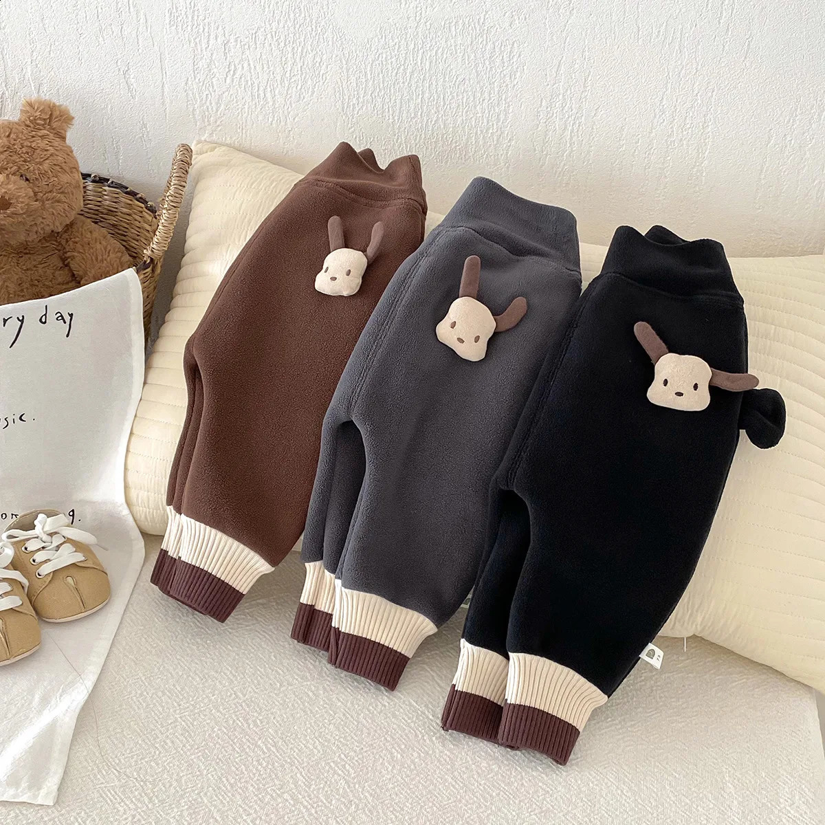 Baby Autumn Winter Pants Cute Cartoon High Waist Baby Boys PP Pants Thick Wool Versatile Preschool Boys Trousers 241121