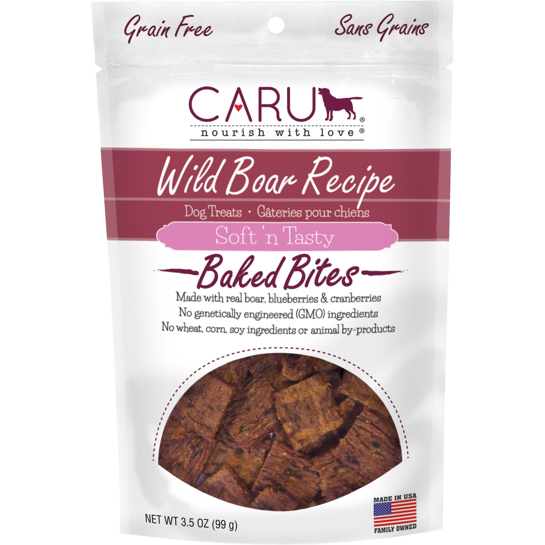 Caru Soft 'n Tasty Baked Bites Wild Boar Recipe Grain-Free Dog Treats
