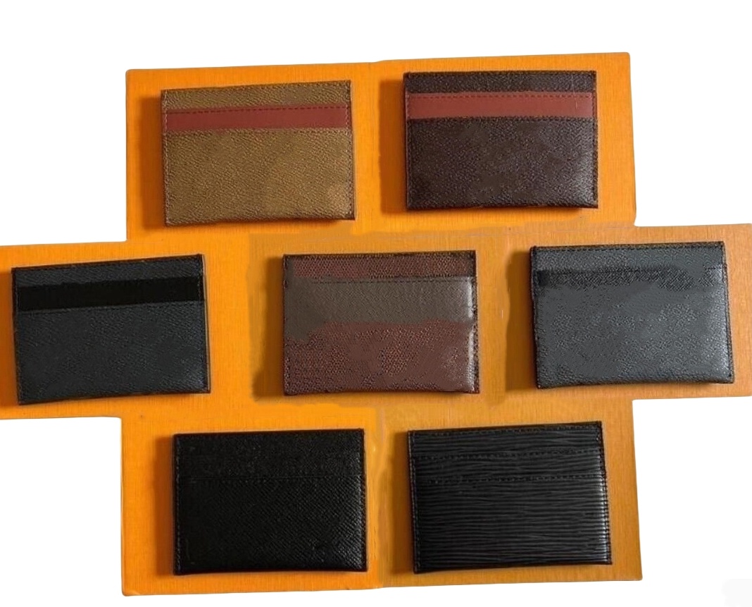 Genuine Leather Card Holders Credit Card Holder Wallets Holders Classic Men Women Mini Small Wallet Slim Bank Cardholder With Box Total 5 Cards Slot 7 Colors
