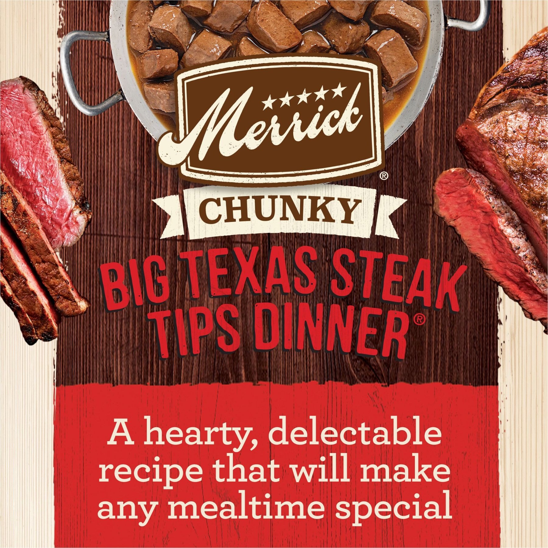 Merrick Chunky Grain-Free Wet Dog Food Big Texas Steak Tips Dinner