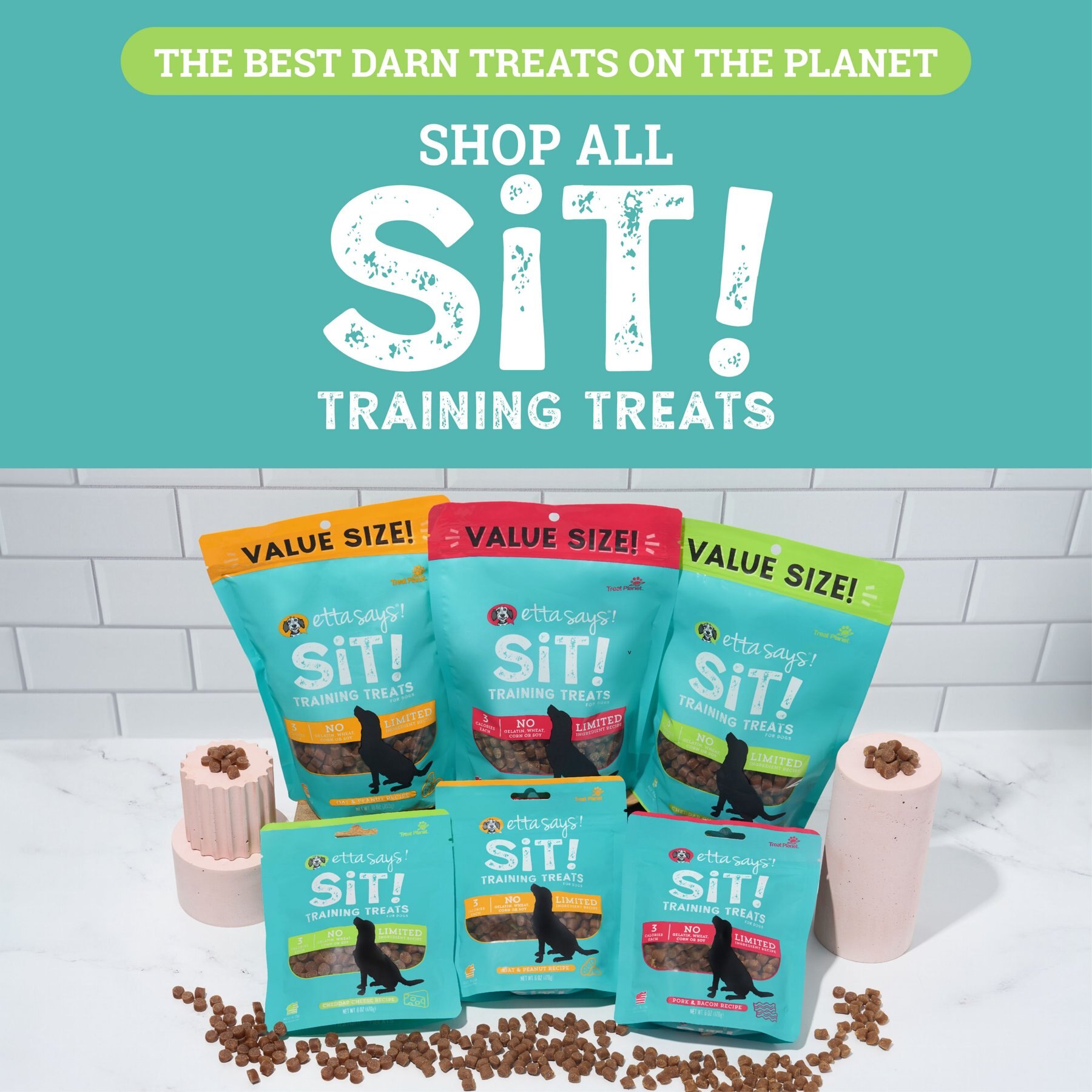 Etta Says! Sit! Cheese Recipe Soft & Chewy Dog Training Treats, 1-lb bag