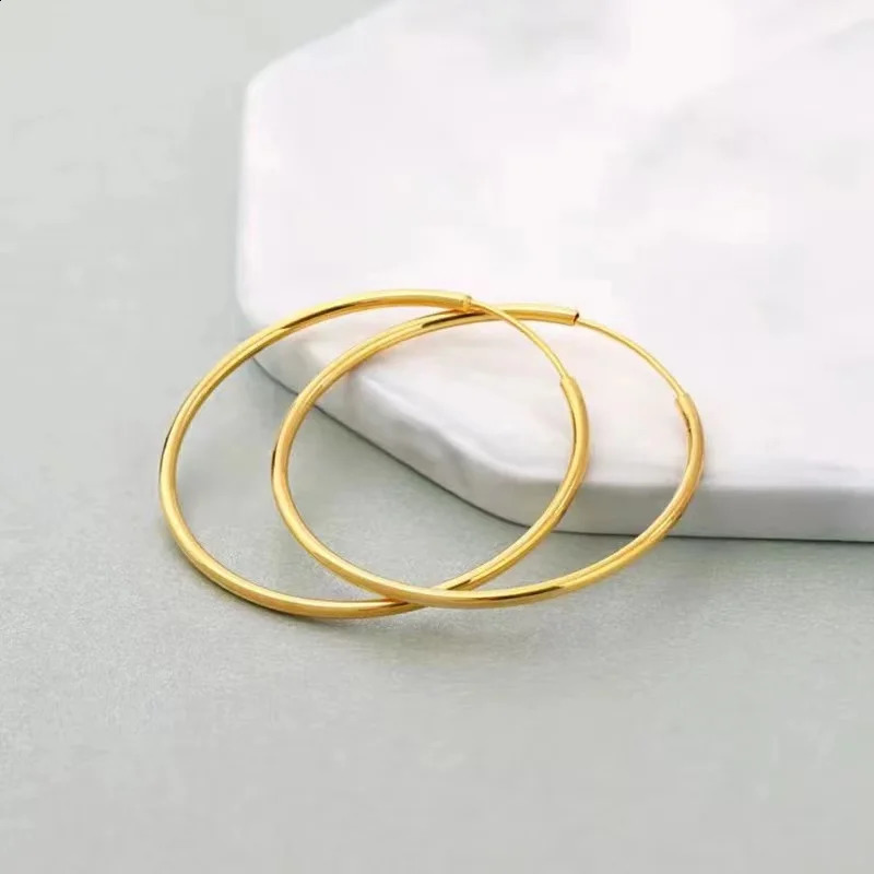 Real 18K gold hoop earrings pure solid AU750 minimalist earrings exquisite jewelry gifts for women 241121