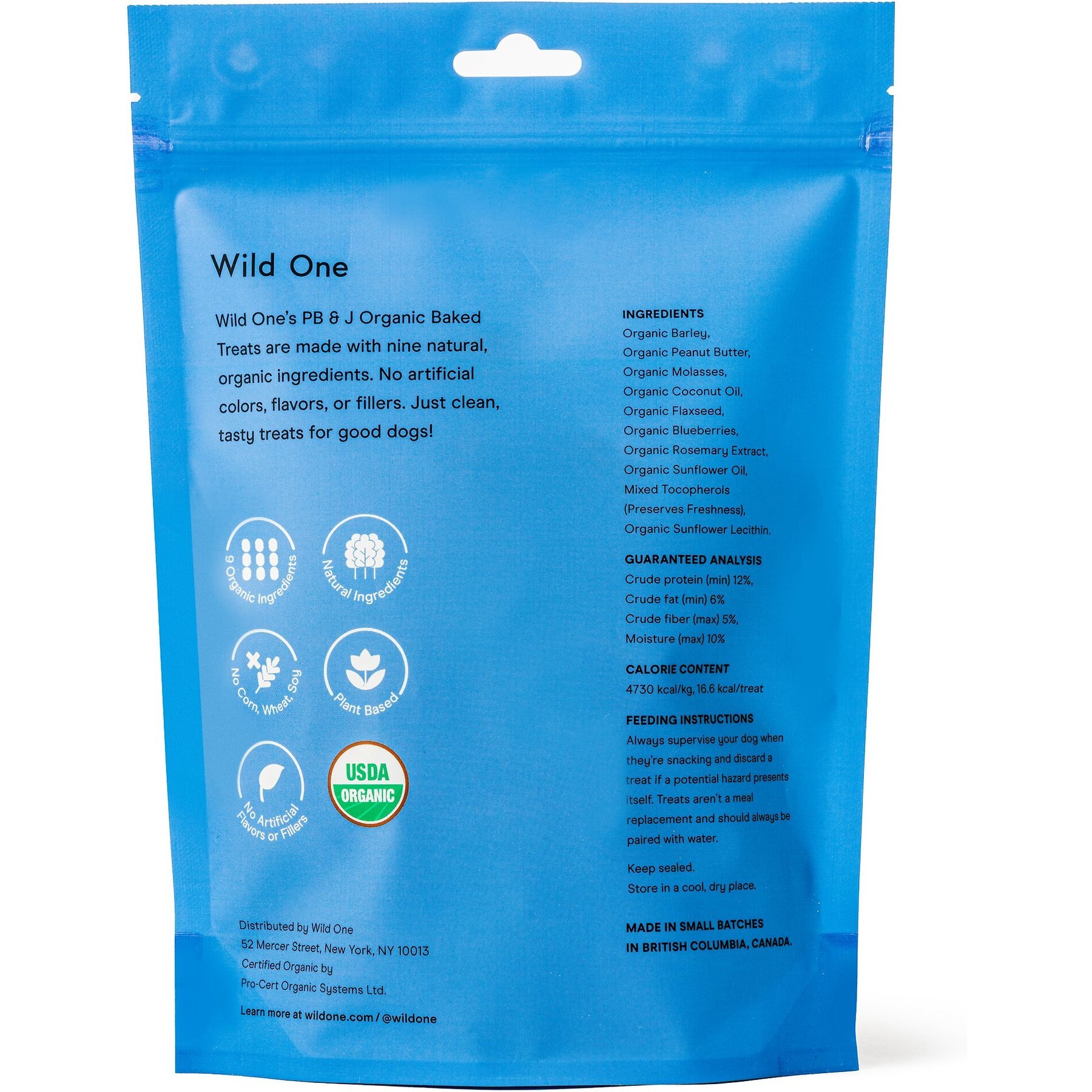 Wild One Organic Peanut Butter & Jelly Baked Dog Treats, 8-oz bag