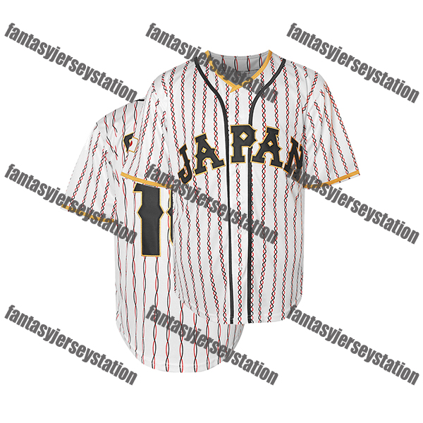 #16 White Embroidered Men's Retro Ohtani Striped Short Sleeve V-neck Loose Button Up Shirt, Summer Street Baseball Jersey In Stock S-3XL