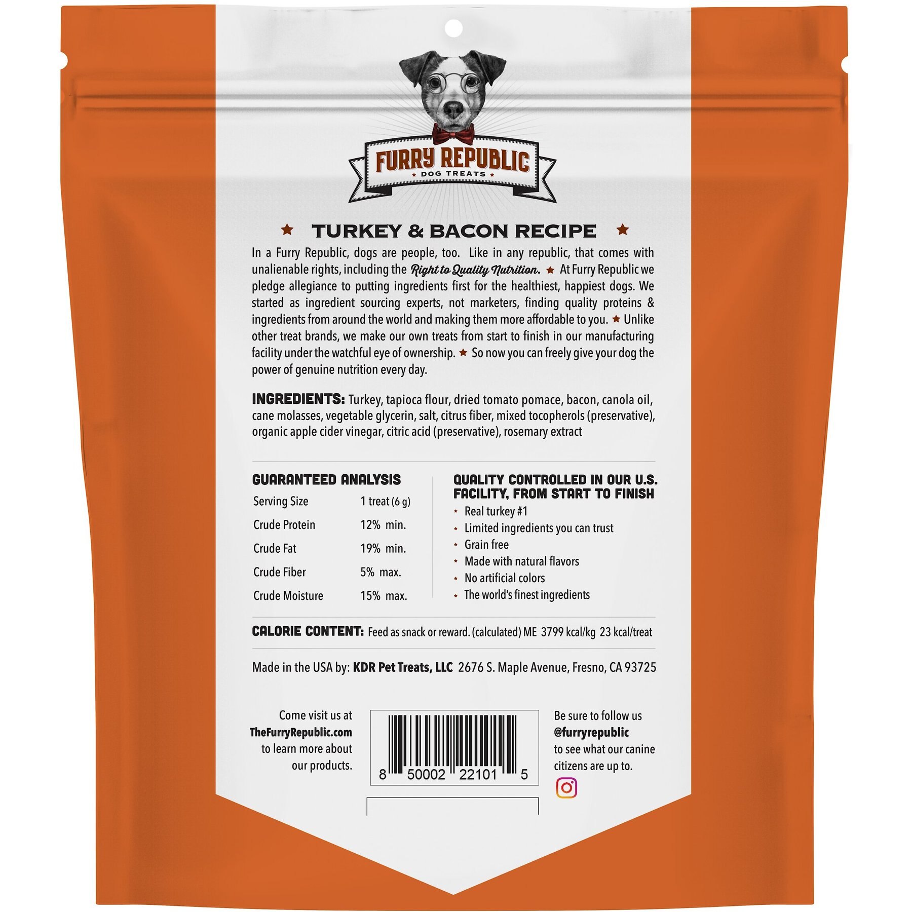 Furry Republic Bones Turkey & Bacon Recipe Grain-Free Dog Treats
