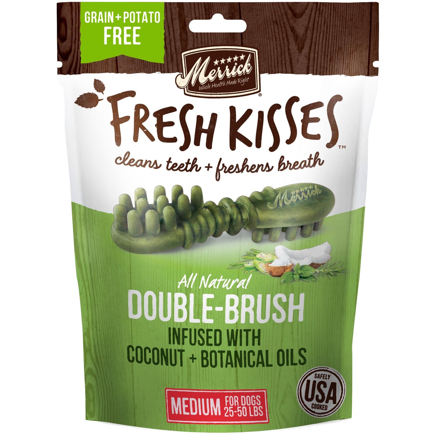 Merrick Fresh Kisses Infused with Coconut Oil & Botanicals Medium Dental Dog Treats