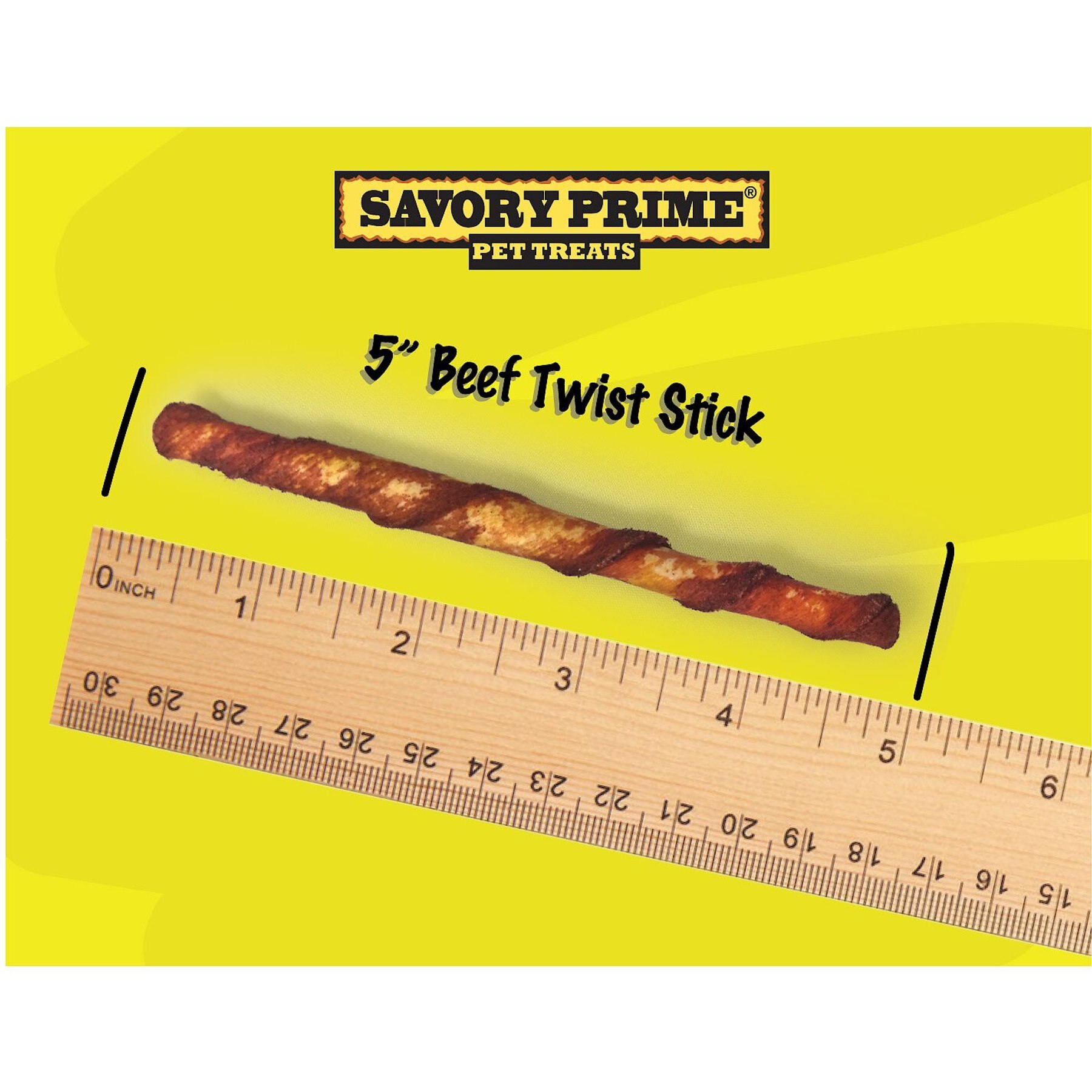 Savory Prime Beef Flavored Rawhide Twists Dog Treats, 5-in
