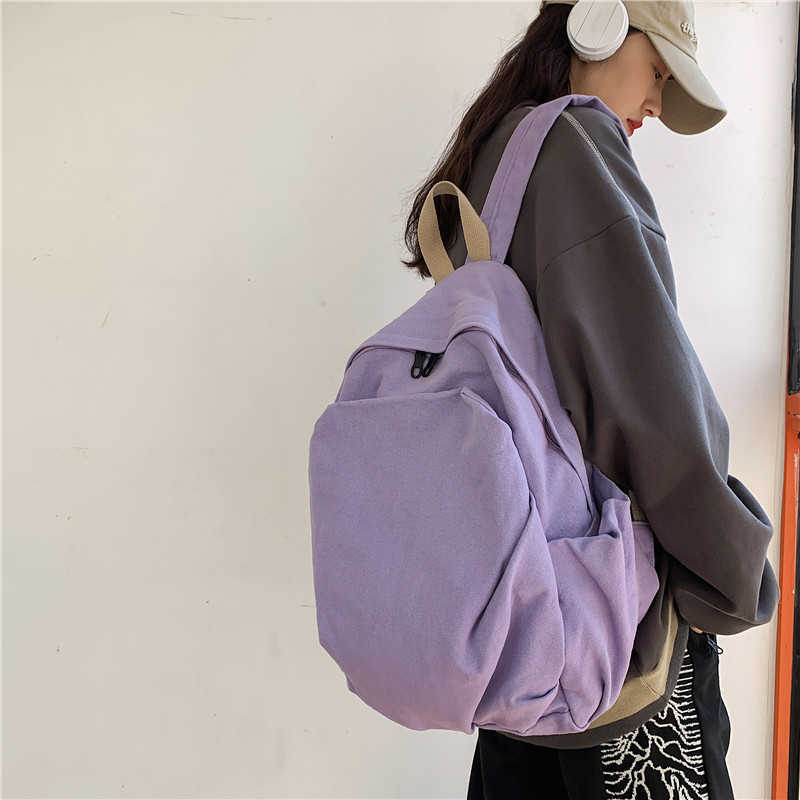 Folding backpack for women new washed canvas artistic Korean version college style student backpack casual backpack