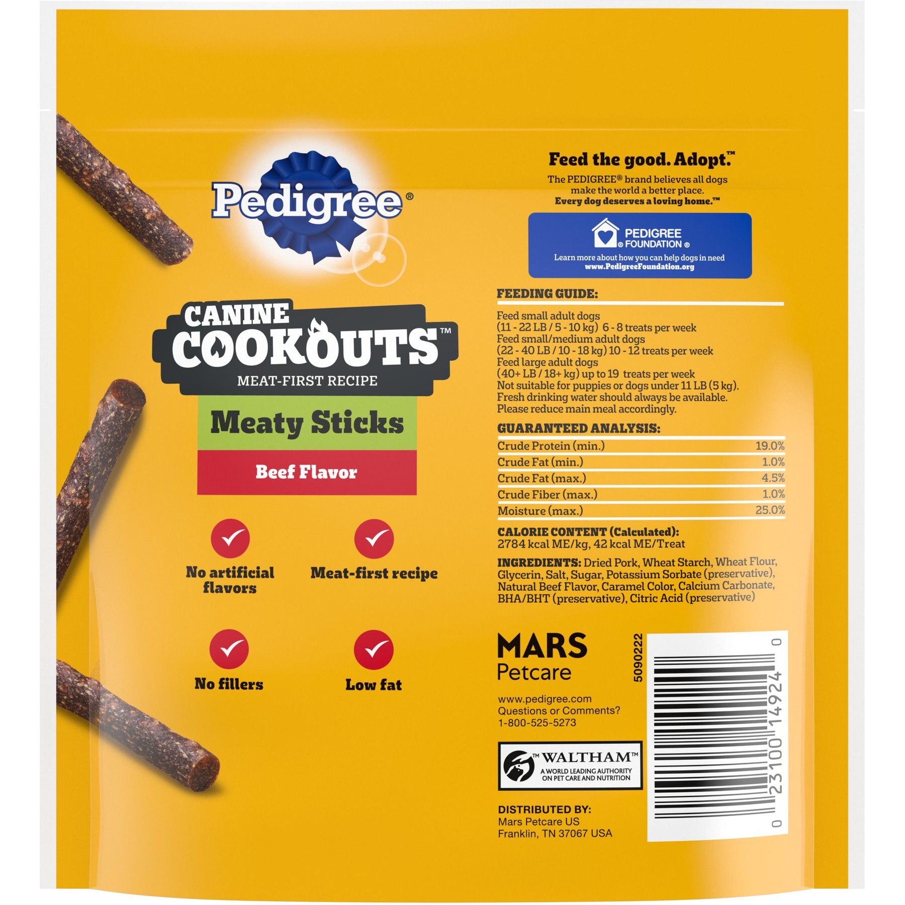Pedigree Canine Cookout Beef Flavored High-Protein Adult Meaty Sticks Soft Dog Treats