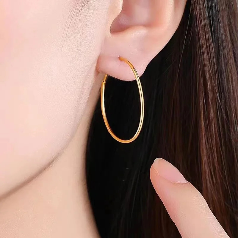 Real 18K gold hoop earrings pure solid AU750 minimalist earrings exquisite jewelry gifts for women 241121