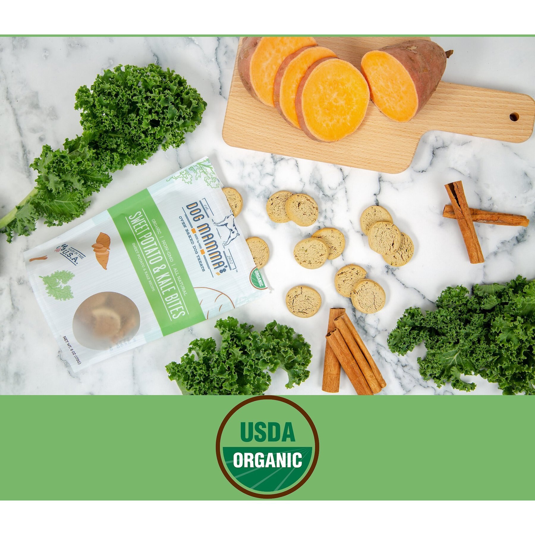 Dog Mamma’s Organic Sweet Potato & Kale Bites Dog Treats
