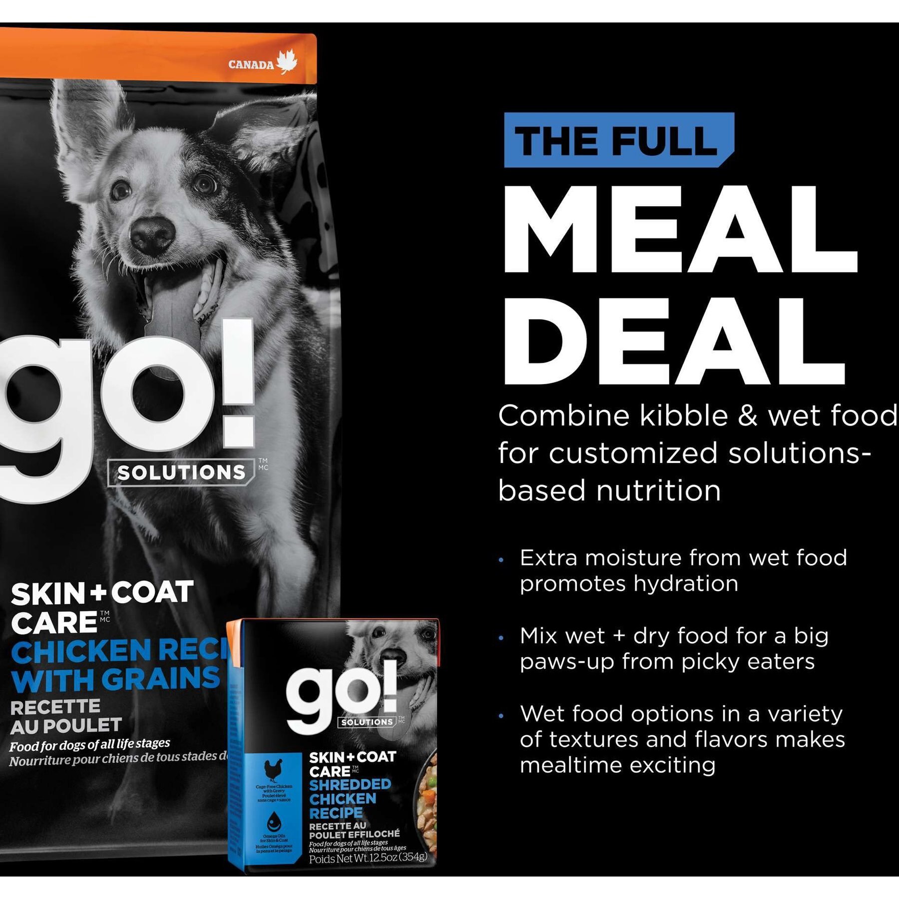 Go! Solutions Skin + Coat Care Shredded Chicken Dog Food