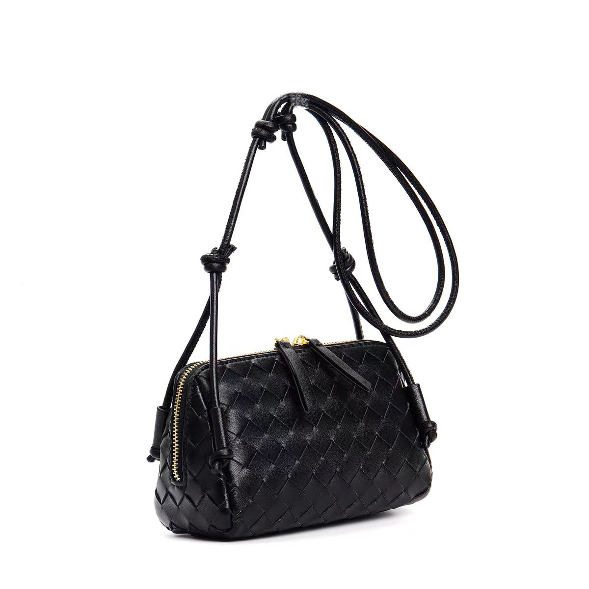 MCBV new sheepskin woven shell bag one shoulder crossbody cloud bag handbag knotted zipper small square bag