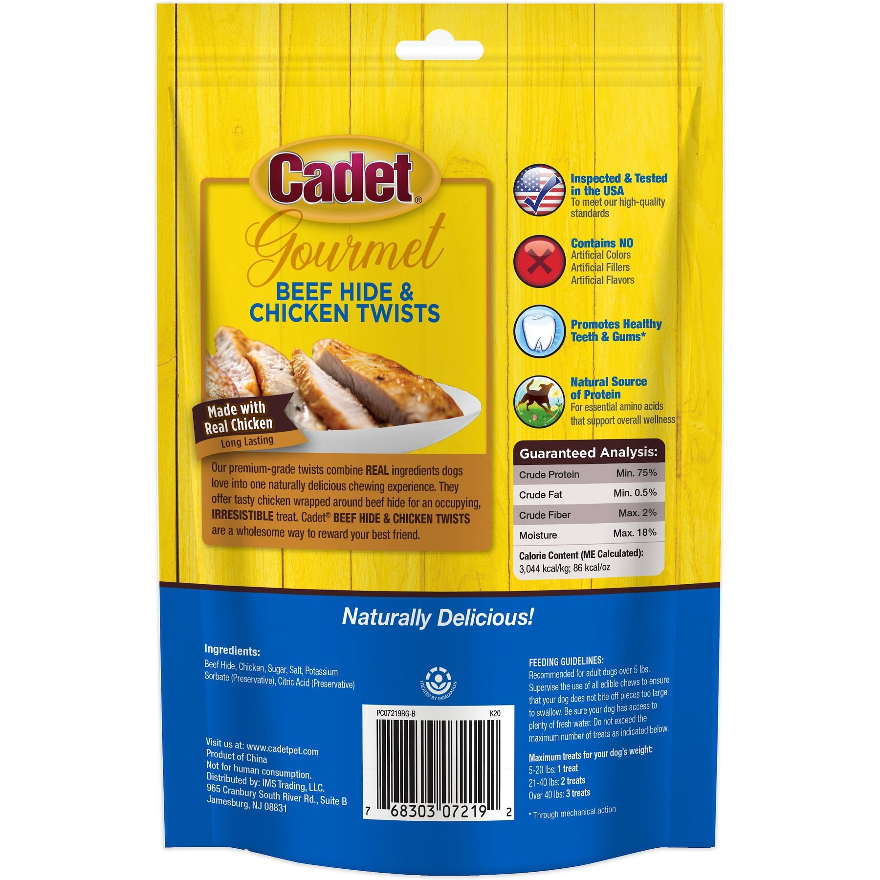 Cadet Gourmet Beef Hide & Chicken Twists Sticks Dog Treats, 5-in