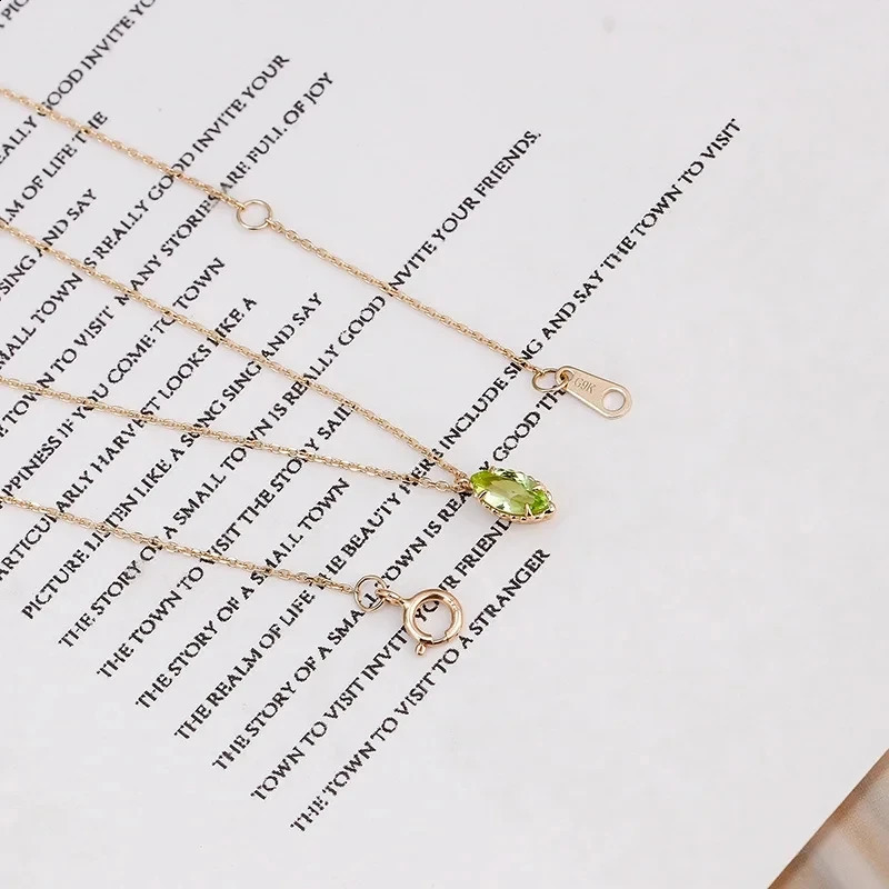 LAMOON Elegant Necklace Womens Accessories Natural Peridot Gem Pendant 925 Sterling Silver Plated Gold Chain Jewelry NI205 241120