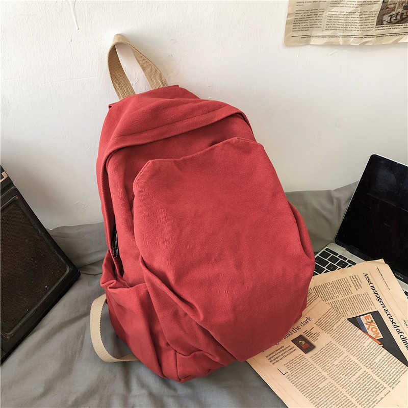 Folding backpack for women new washed canvas artistic Korean version college style student backpack casual backpack