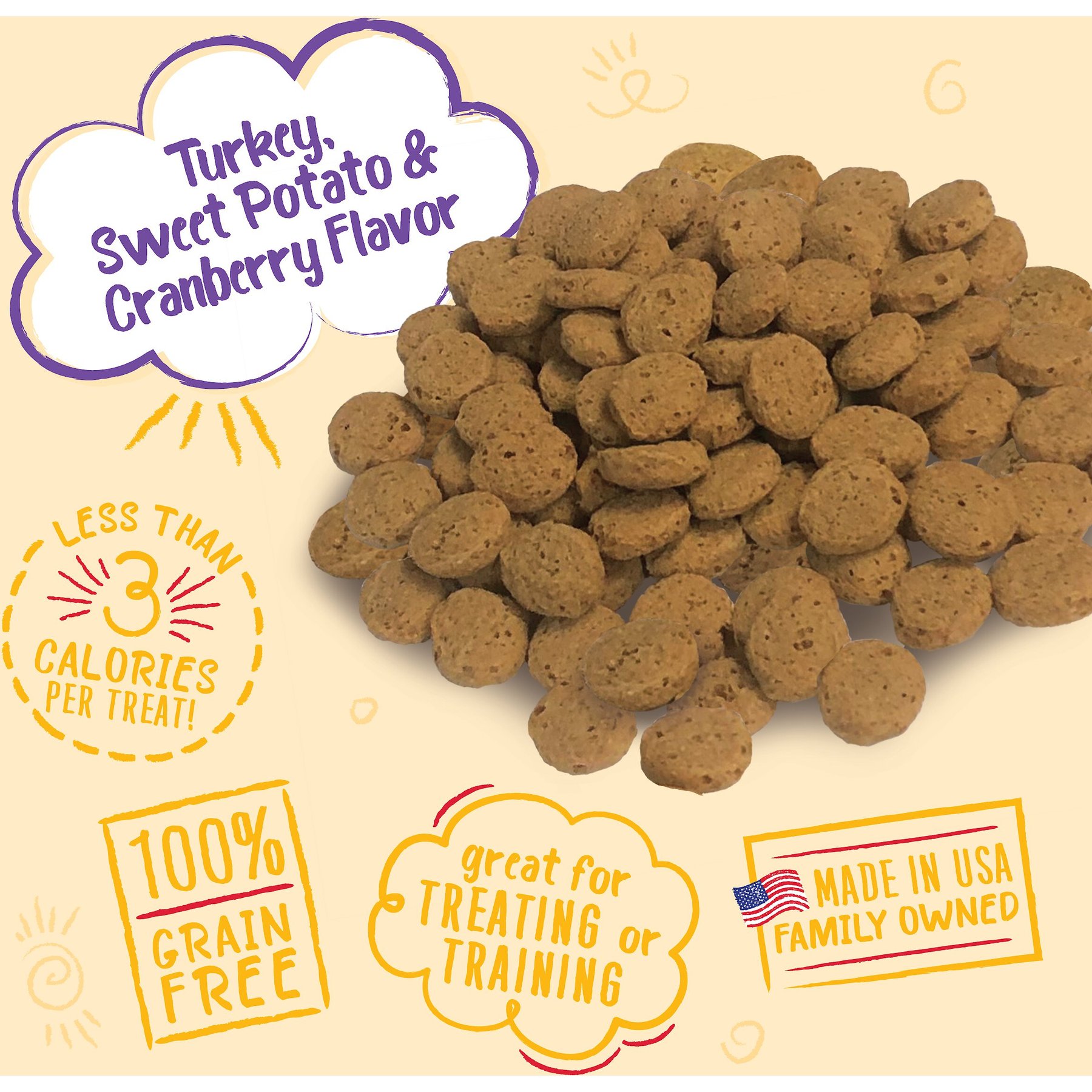Charlee Bear Natural Bear Crunch Grain-Free Turkey, Sweet Potato & Cranberry Dog Treats