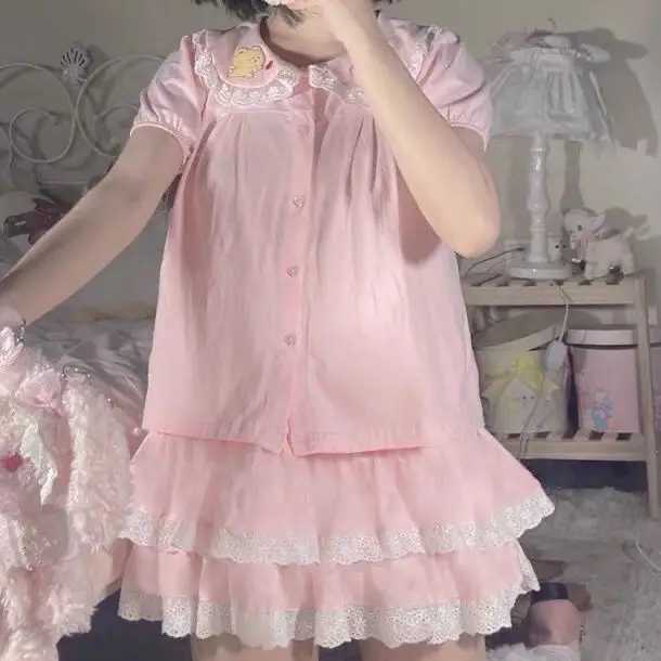 Skirts Swt Lolita Cake Skiing Womens High Waist Kawai Bow Lace Fold Mini Skiing Japan A-Line Y2k Short Faldas Y240420
