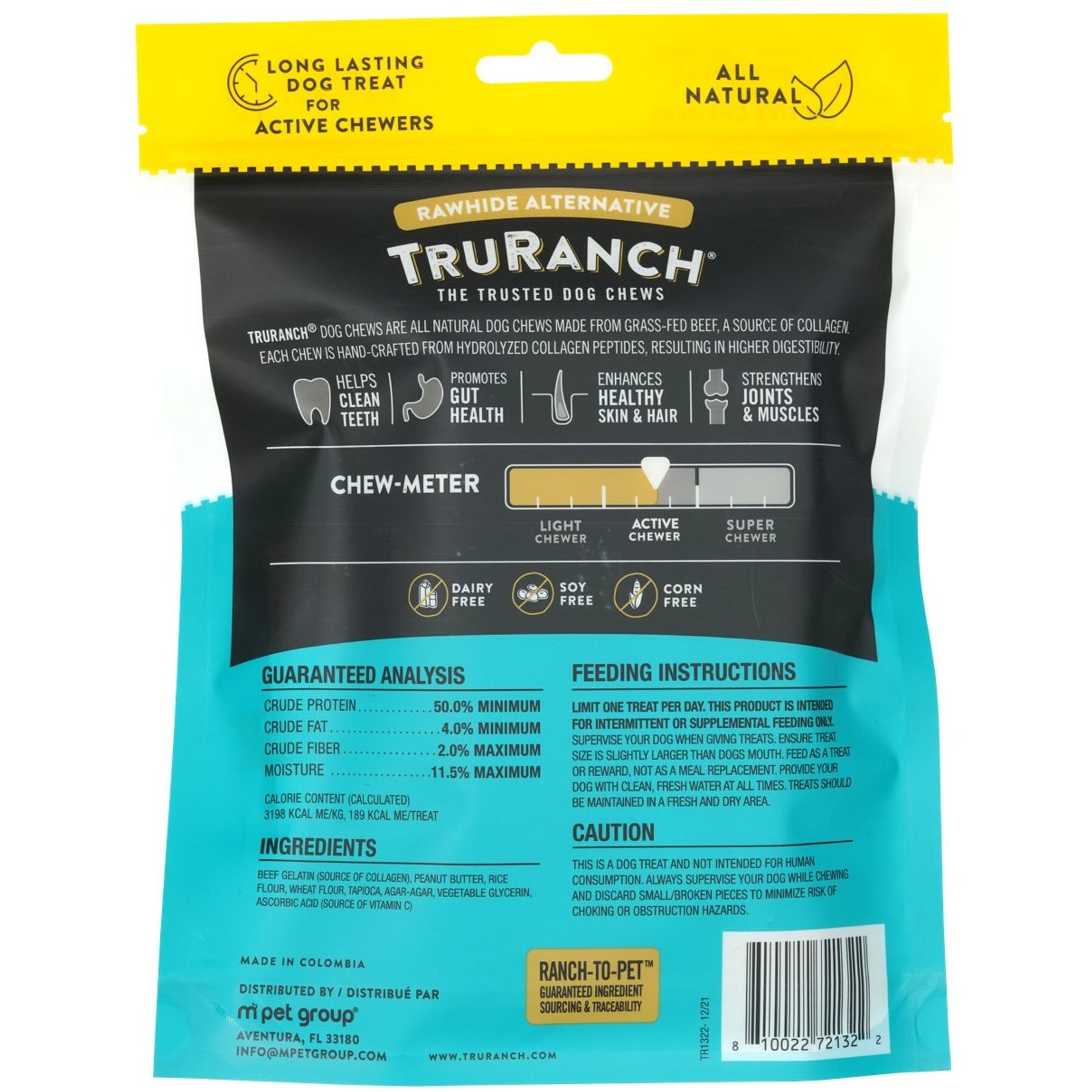 TruRanch Peanut Butter Collagen Roll Hard Chew Dog Treats, 6-in, 4 count