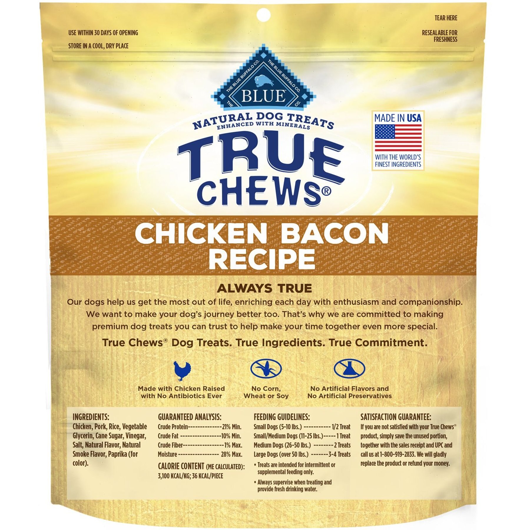 Blue Buffalo True Chews Natural Chicken & Bacon Dog Treats