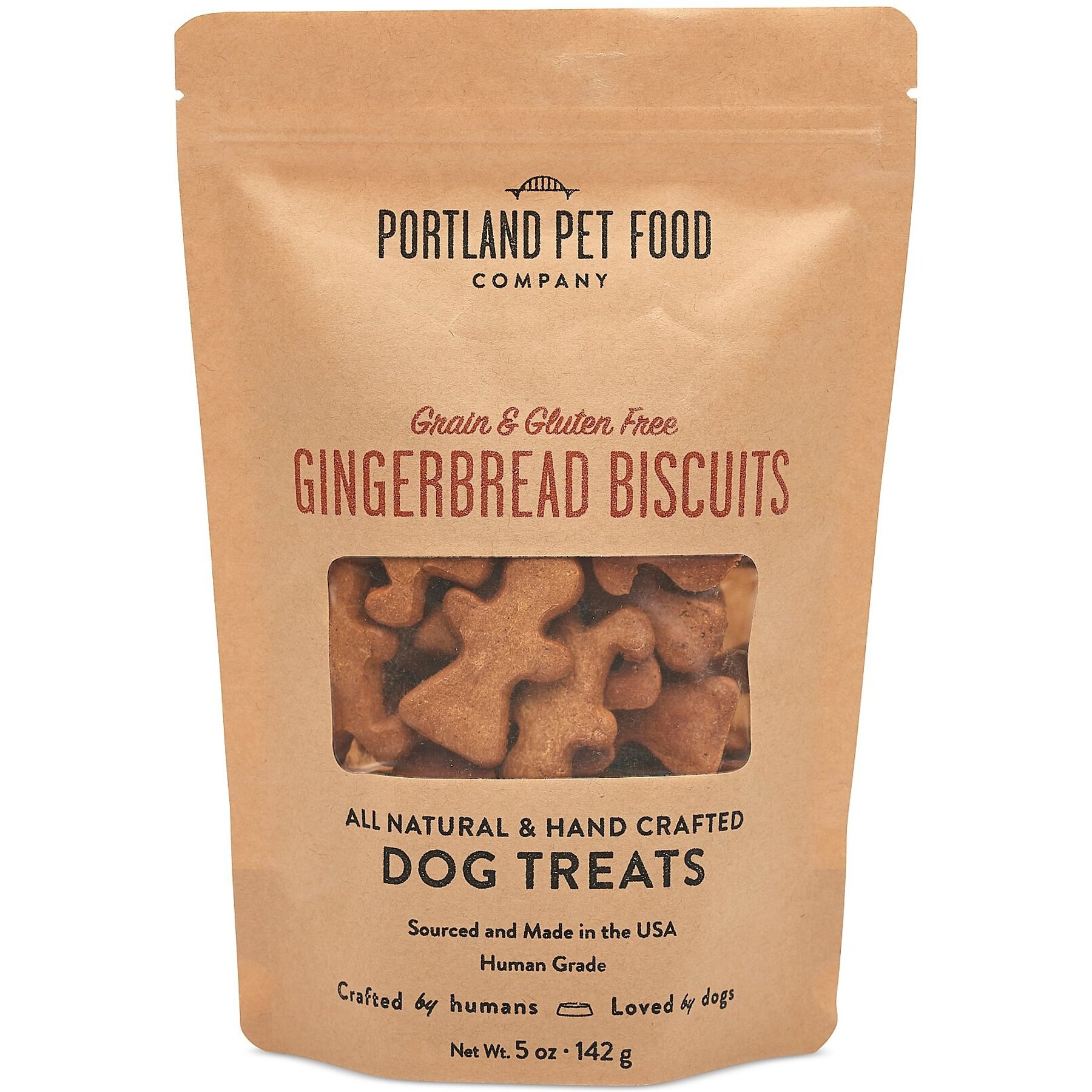 Portland Pet Food Company Gingerbread Biscuits Grain-Free & Gluten-Free Dog Treats, 5-oz bag