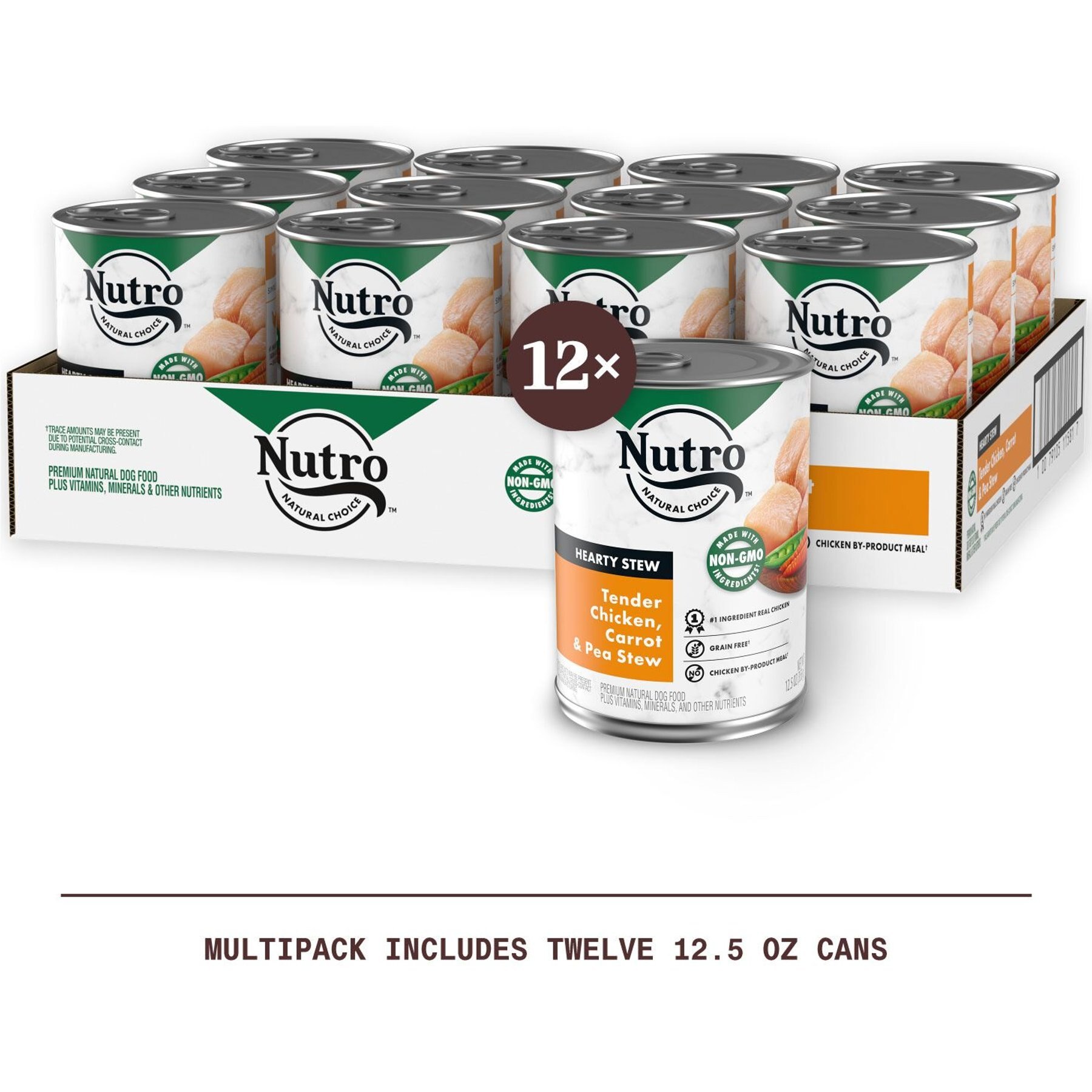 Nutro Hearty Stew Tender Chicken, Carrot & Pea Stew Grain-Free Canned Adult Wet Dog Food