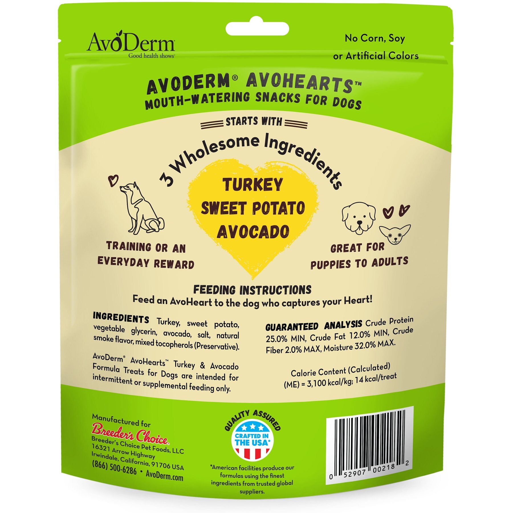 AvoDerm AvoHearts Turkey & Avocado Formula Dog Treats, 5-oz bag