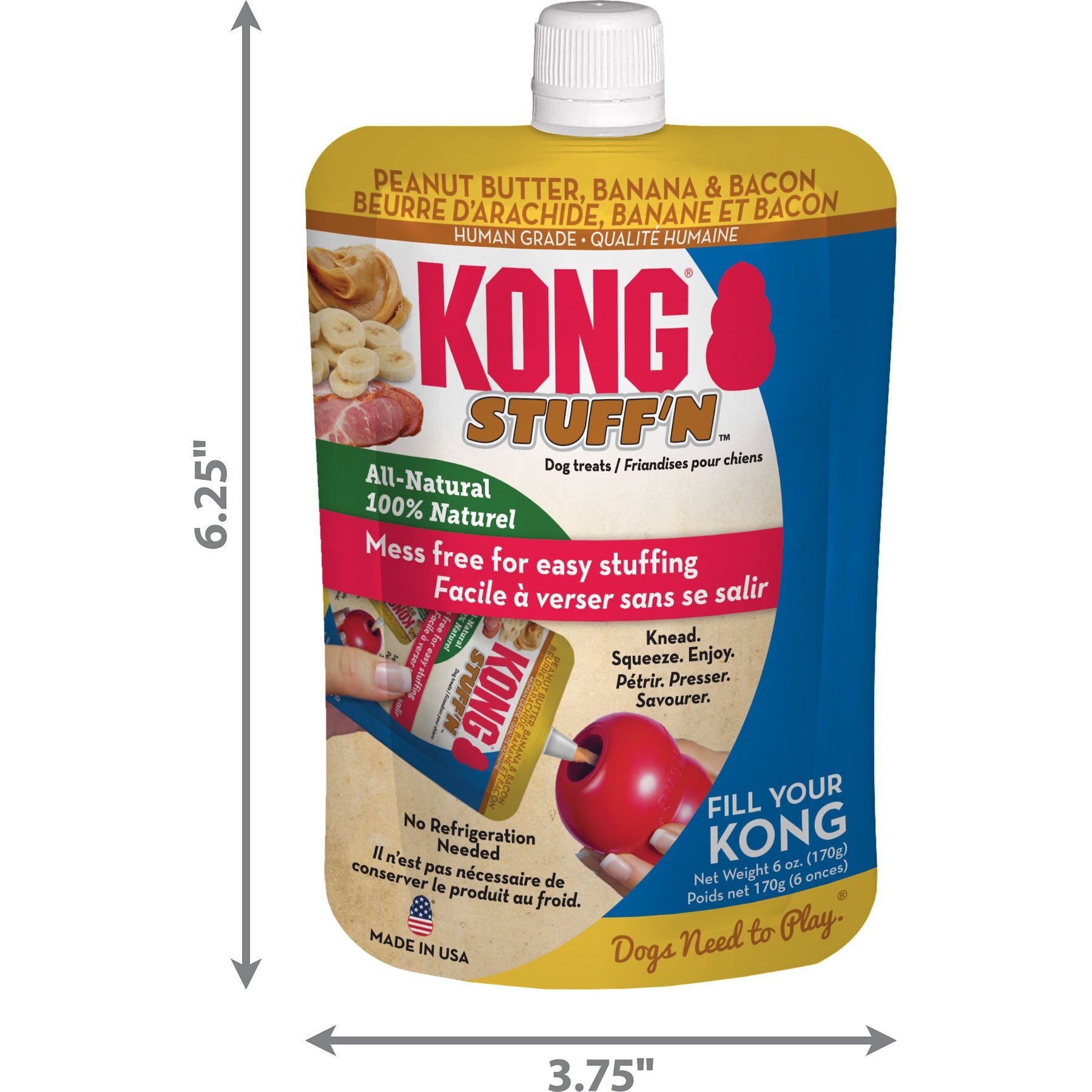 KONG Stuff'N Peanut Butter, Banana & Bacon Lickable Dog Treat, 6-oz pouch