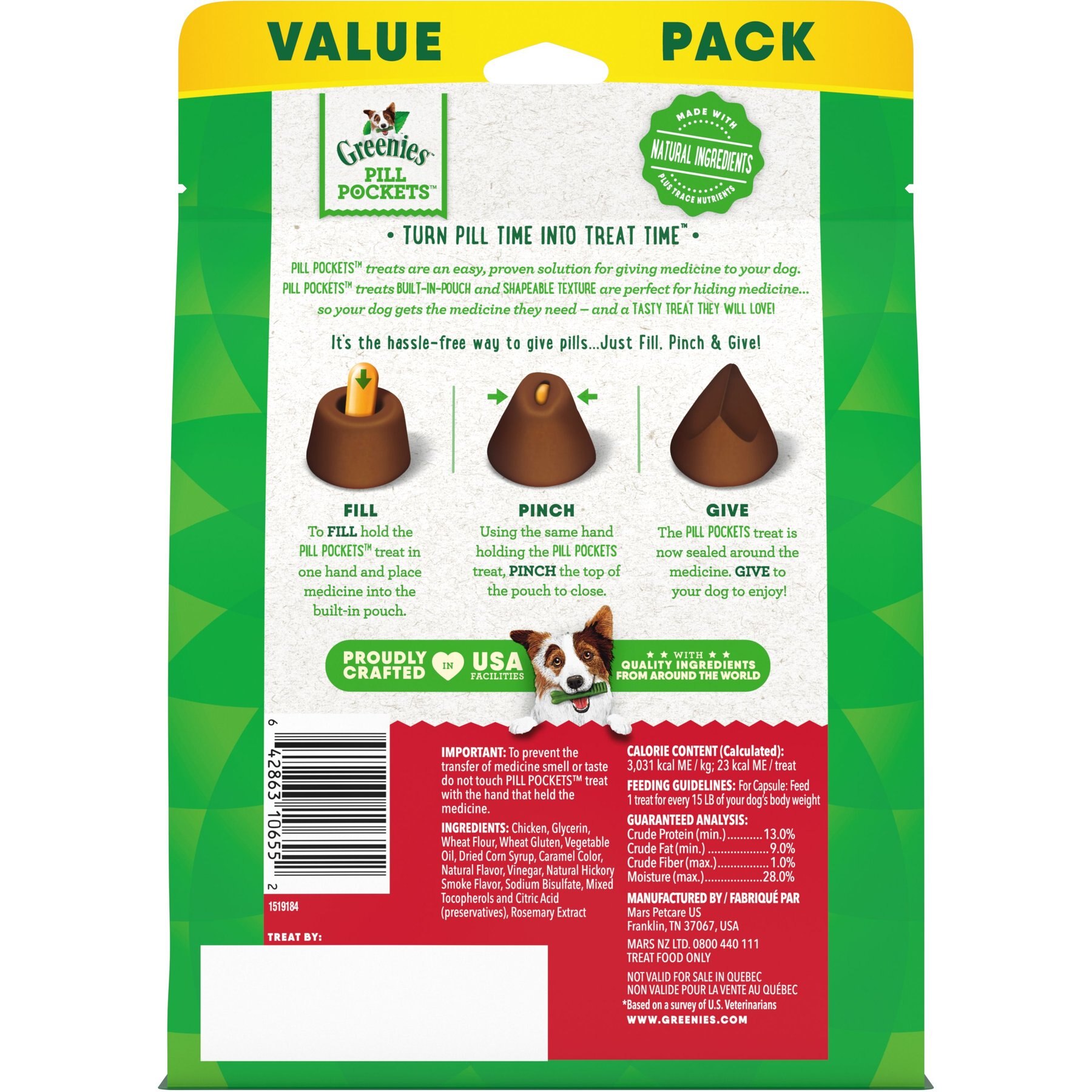 Greenies Pill Pockets Canine Hickory Smoke Flavor Dog Treats