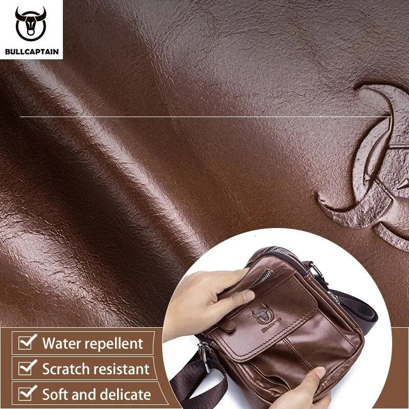 BULLCAPTAIN Mens Leather Messenger Bag Retro Shoulder Bags Small Crossbody Purses Casual Sling Pack for Travel Handbag 240415