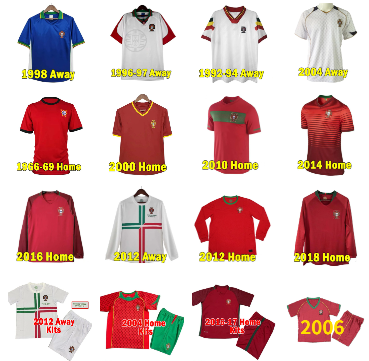 1972 1992 1996 1998 1999 Retro Portugal RONALDO Soccer jerseys 2000 2002 2004 2006 Ronaldo FIGO RUI COSTA Football Shirts 2010 2012 long sleeve 2014 15 16 18 Men kids kit