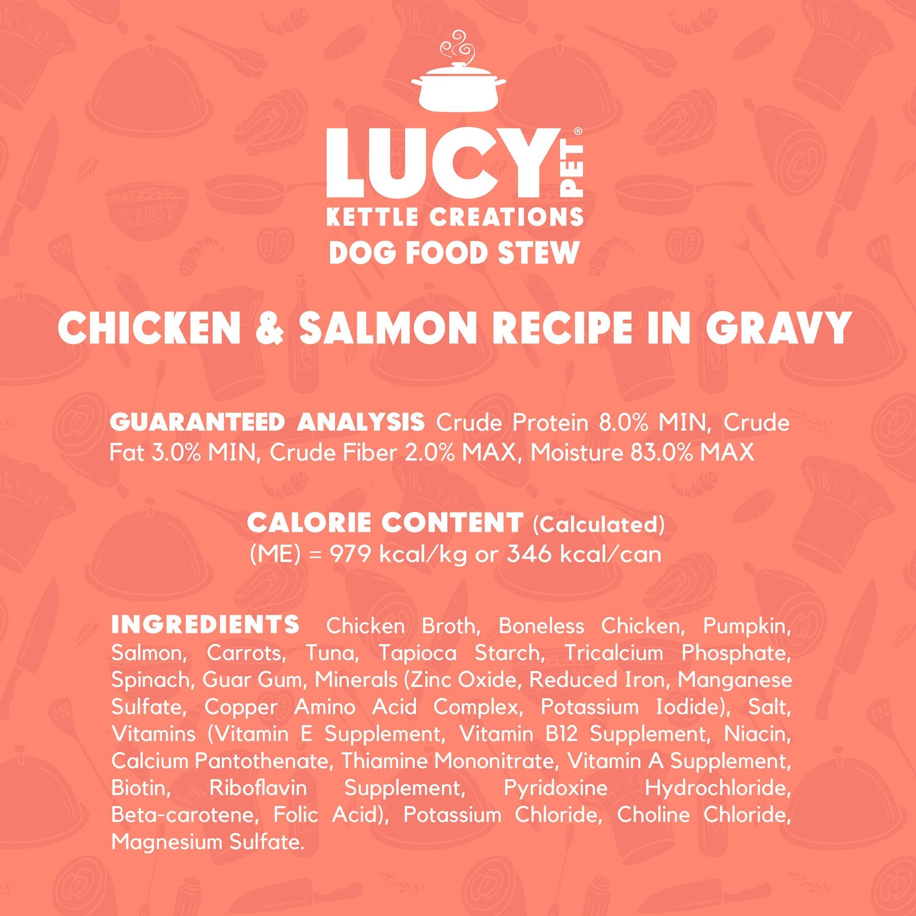Lucy Pet Products Kettle Creations Chicken & Salmon Recipe in Gravy Wet Dog Food, 12.5-oz can, case of 12