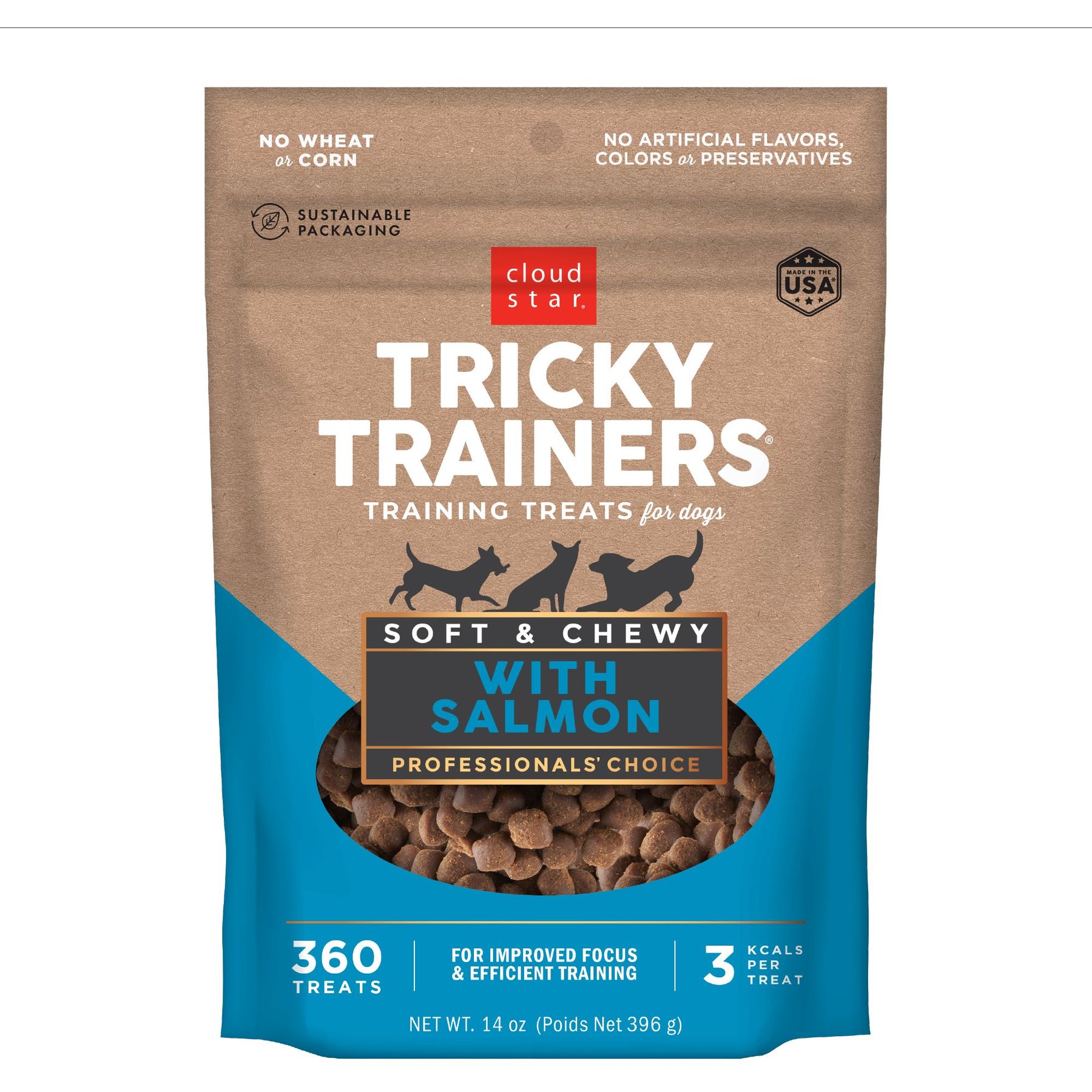 Cloud Star Chewy Tricky Trainers Salmon Flavor Dog Treats
