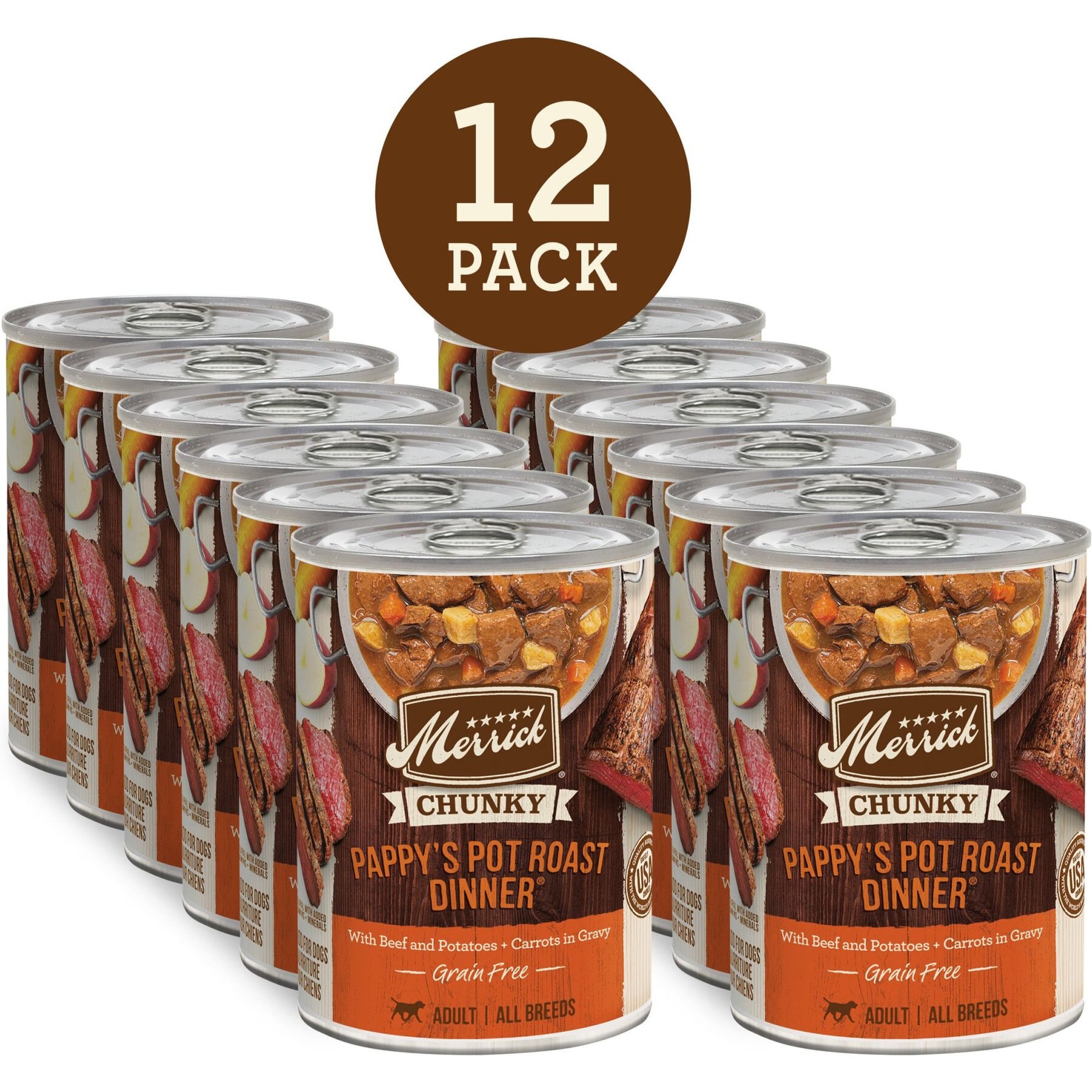 Merrick Chunky Grain-Free Wet Dog Food Pappy's Pot Roast Dinner