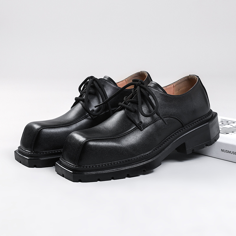 Men Male 498c3 Leather 2023 New Chunky Platform Retro Work Spring Autumn Derby Shoes Low Top Man Casual Flats