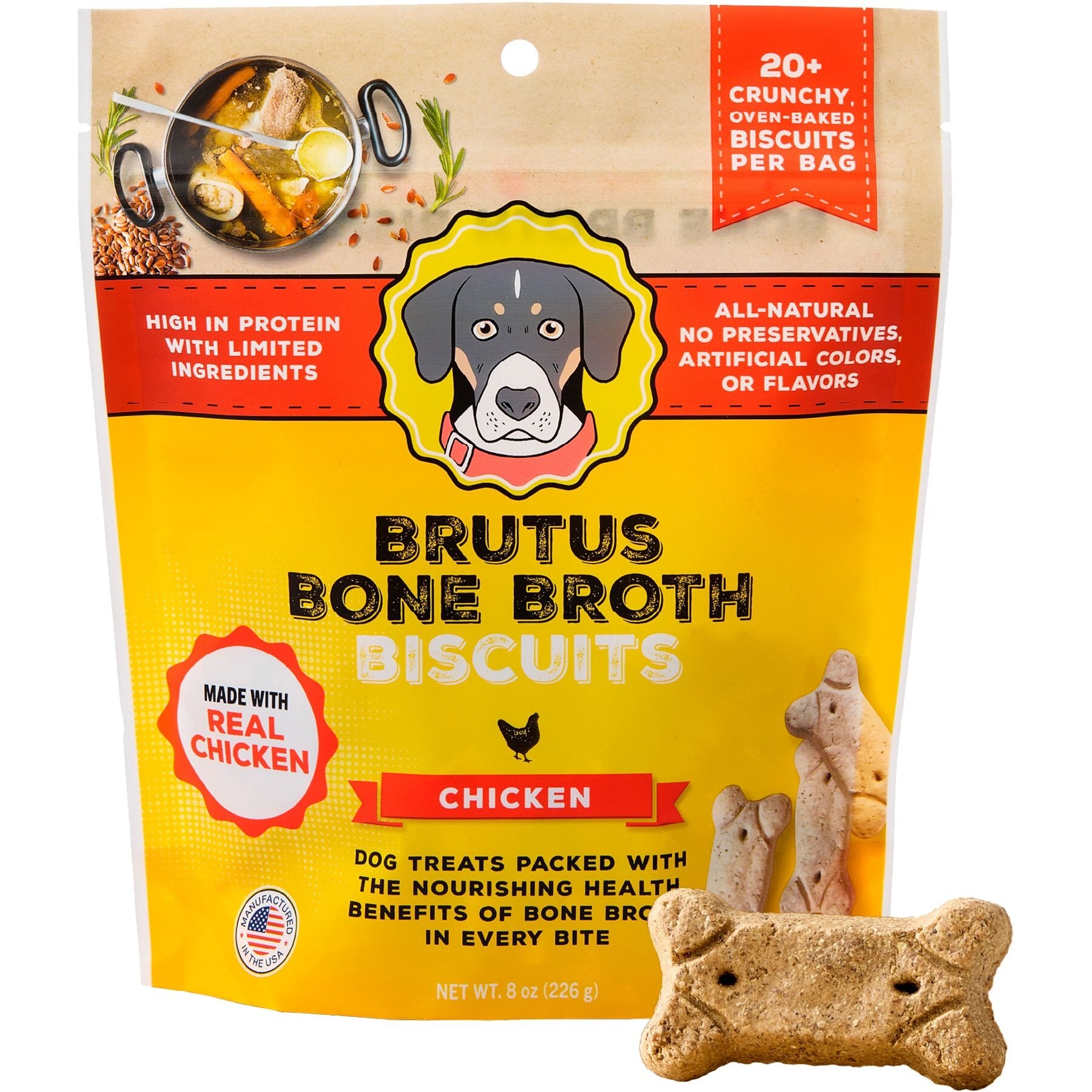 Brutus Broth Bone Broth Biscuits Chicken Dog Treats