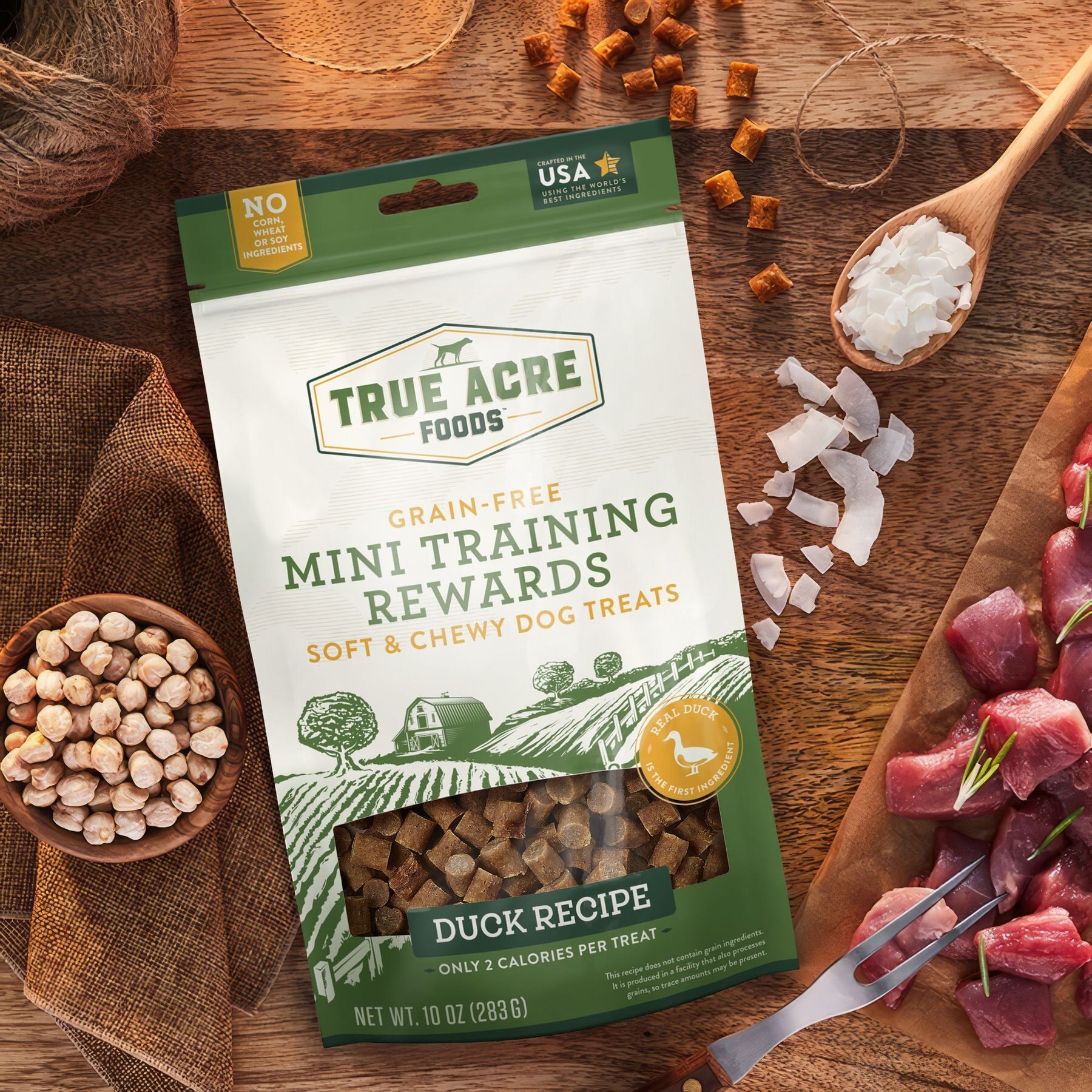 True Acre Foods Duck Recipe Mini-Training Rewards Grain-Free Soft & Chewy Dog Treats