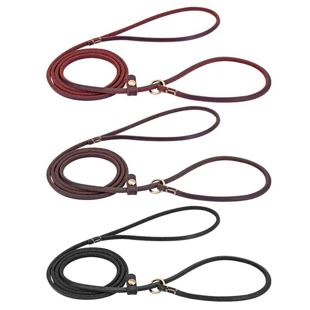 4ft/5ft Leather Dog Leash P Chian Collar Traction Lead Rope For Chihuahua Bulldog Small Dogs Leashes Slip Collars Pet SuppliesXJ241114