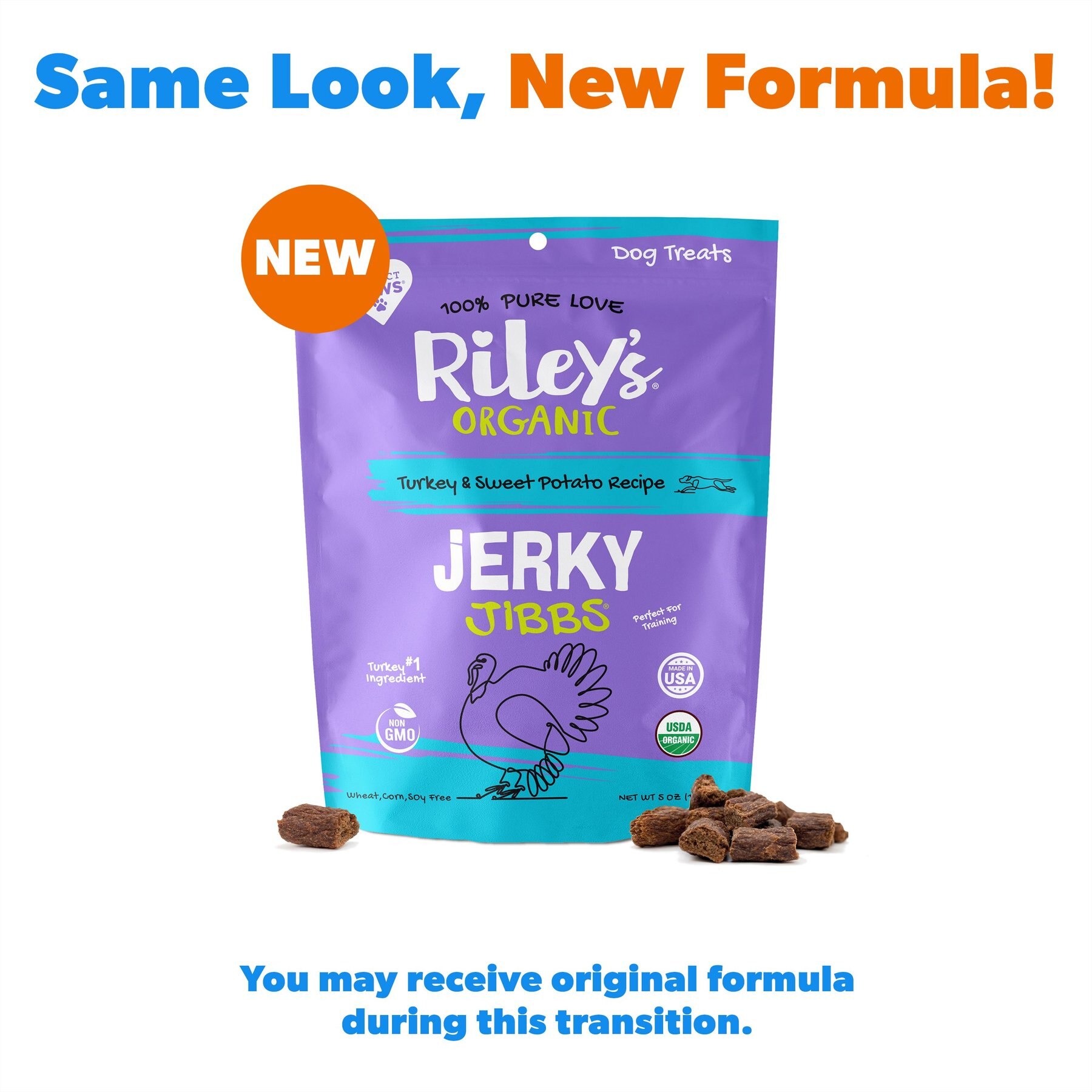 Riley's Jerky Jibbs Turkey & Sweet Potato Recipe Dog Treats, 5-oz pouch