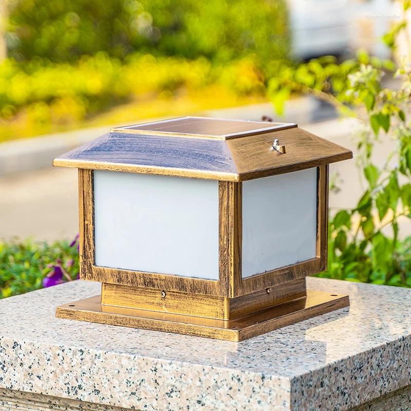 Lamps Wall LED Solar Column Head Light Control Home Courtyard Waterproof Outdoor Villa Garden Warm Retro Decorative Lamp
