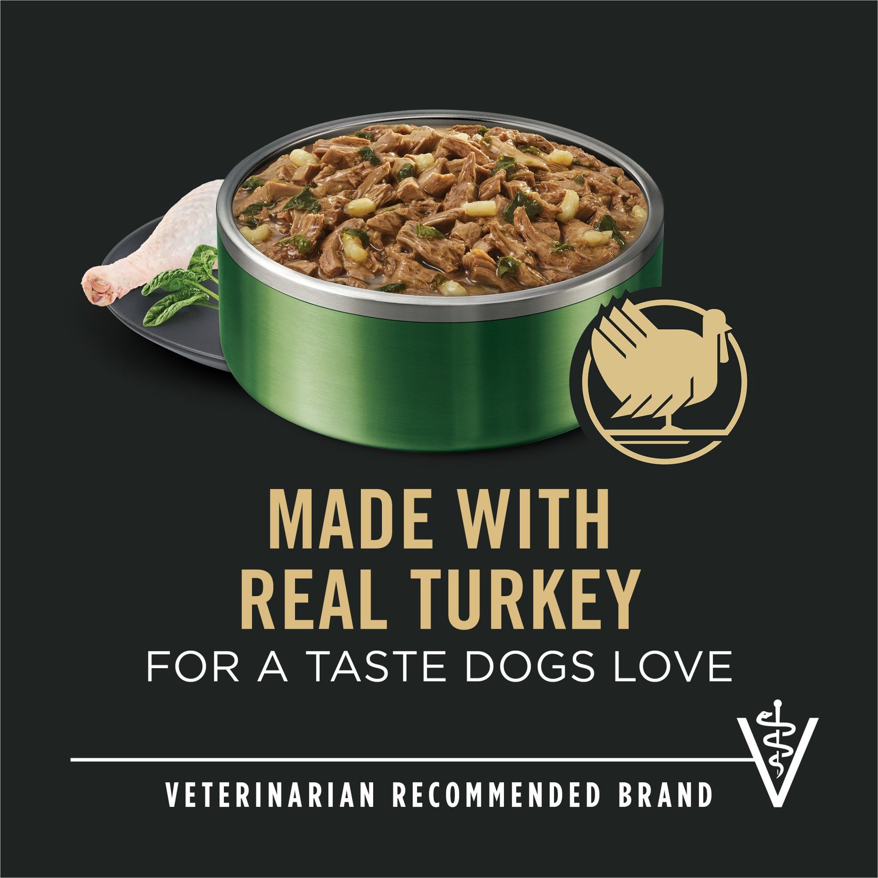 Purina Pro Plan Adult Small Breed High-Protein Turkey & Spinach Entree in Gravy Shredded Wet Dog Food, 5.5-oz can, case of 24