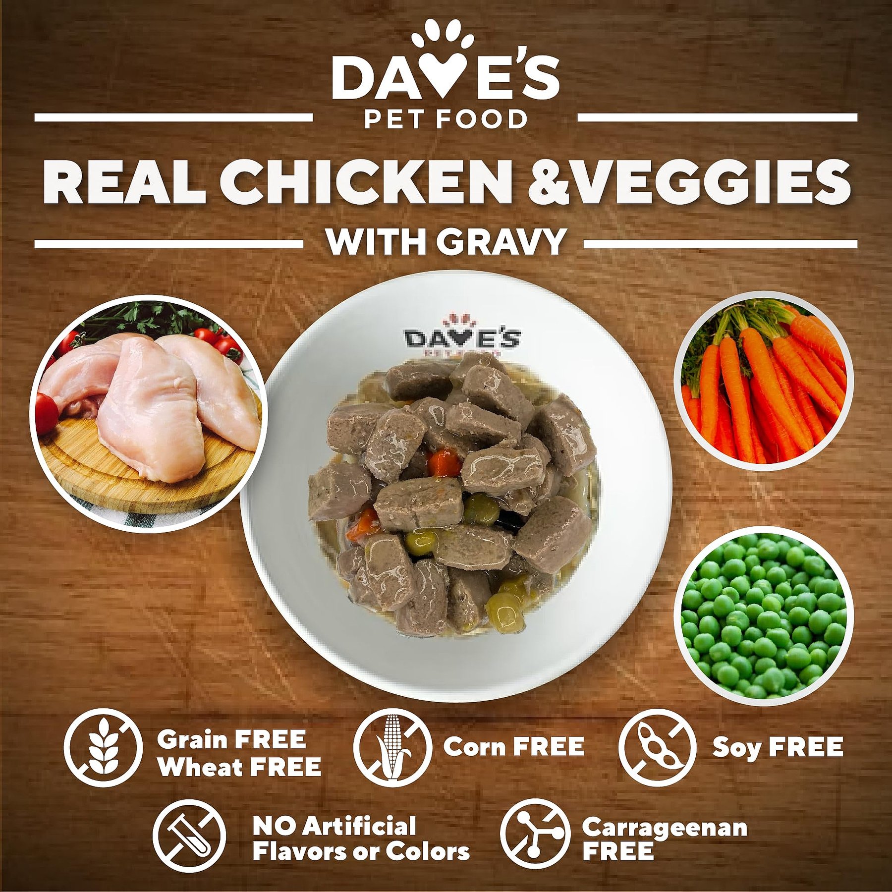 Dave's Pet Food Stewlicious Chicken & Vegetable Stew Grain-Free Canned Wet Dog Food, 13.2-oz, case of 12