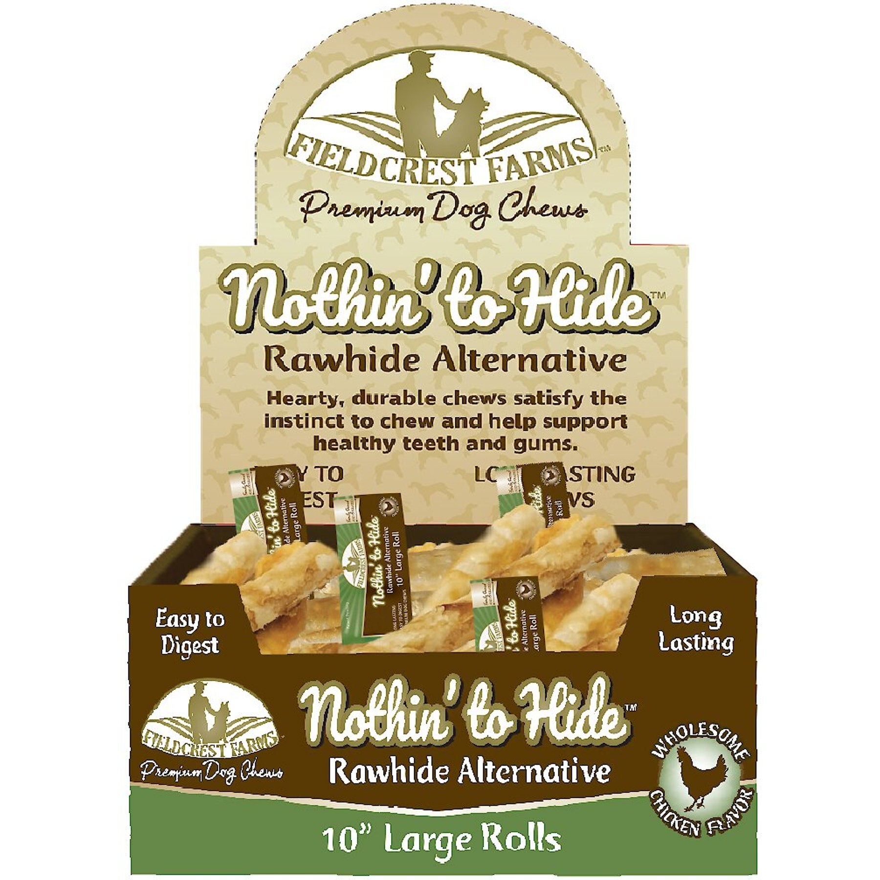 Fieldcrest Farms Nothin' To Hide Rawhide Alternative Large Roll 10" Chicken Flavor Natural Chew Dog Treats