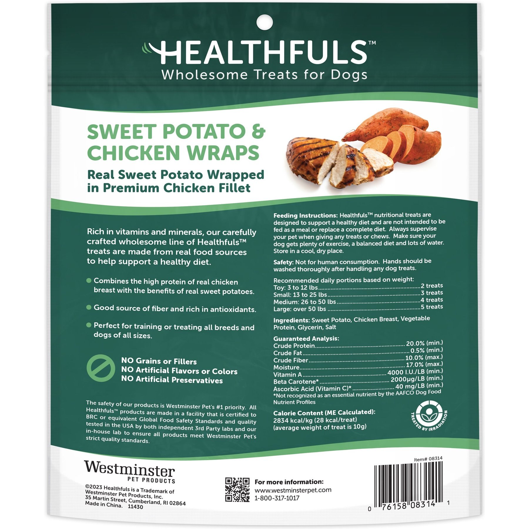 Healthfuls Sweet Potato & Chicken Wraps Dehydrated Dog Treats
