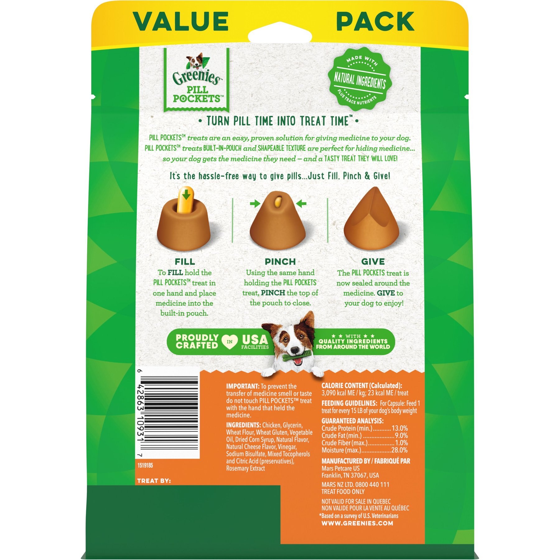 Greenies Pill Pockets Cheese Flavor Dog Treats