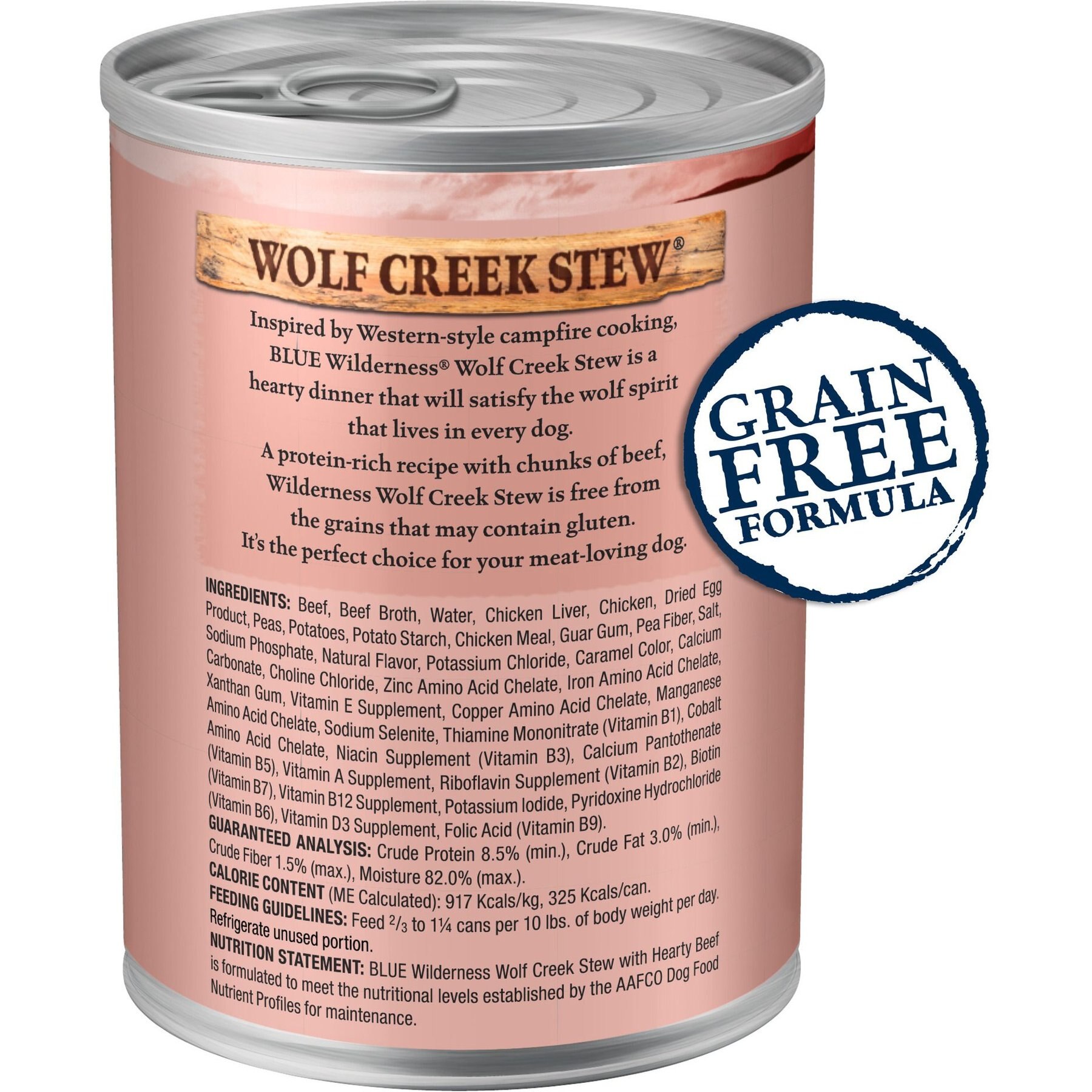 Blue Buffalo Wilderness Wolf Creek Stew High-Protein & Grain-Free Hearty Beef in Gravy Wet Dog Food