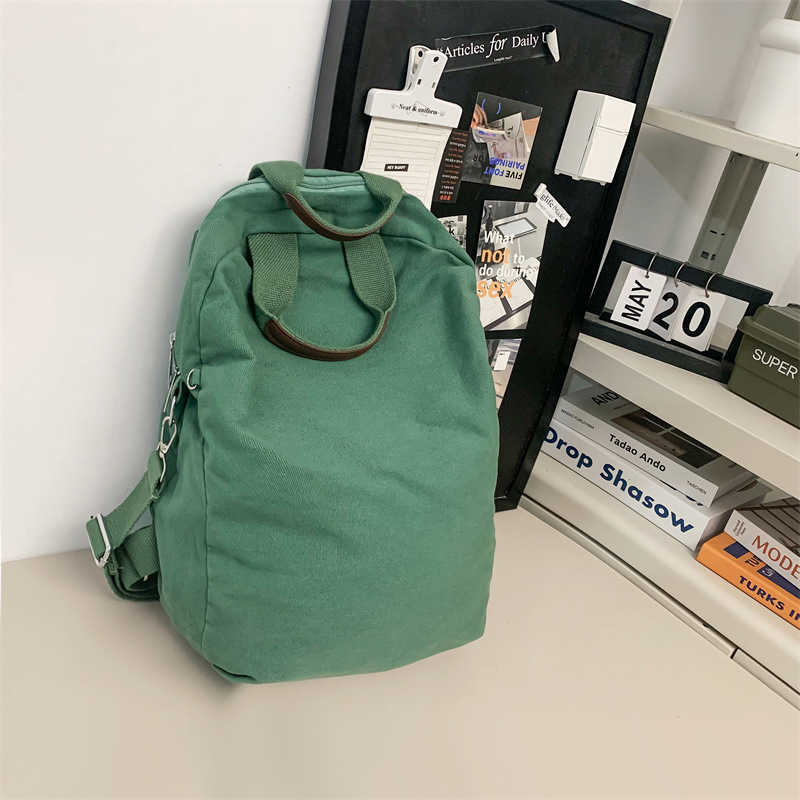 new canvas backpack for women artistic simple casual versatile three use backpack handheld diagonal cross bag