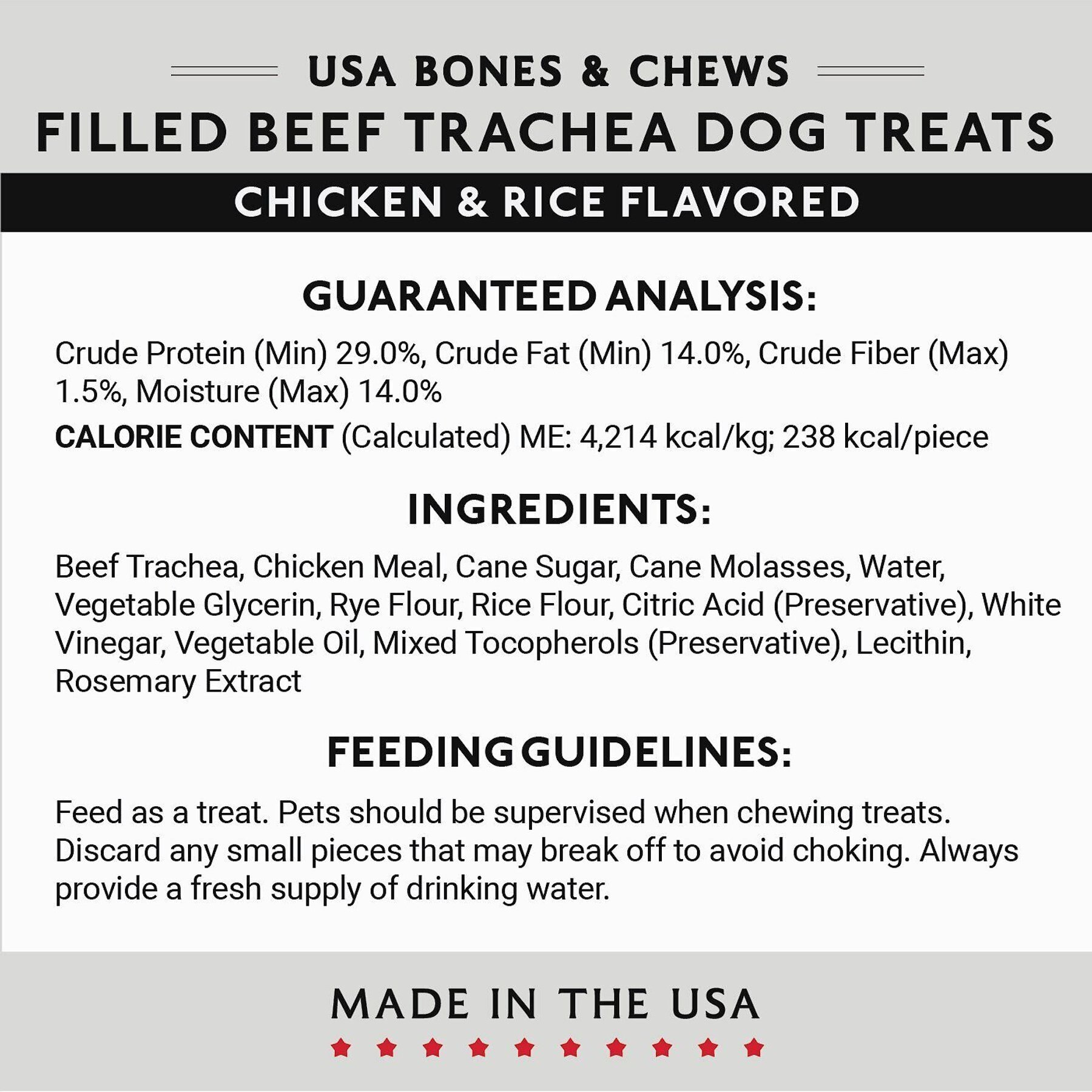Bones & Chews Made in USA Chicken & Rice Flavored Filled Beef Trachea Dog Treats